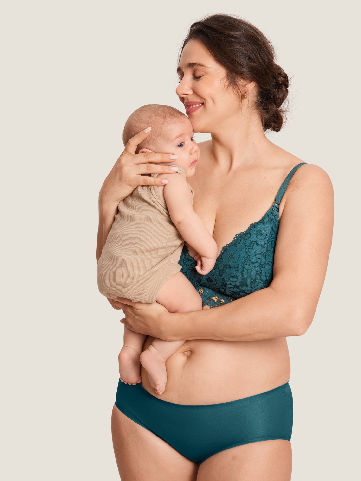 More Support Lace Nursing Bralette Spruce Green