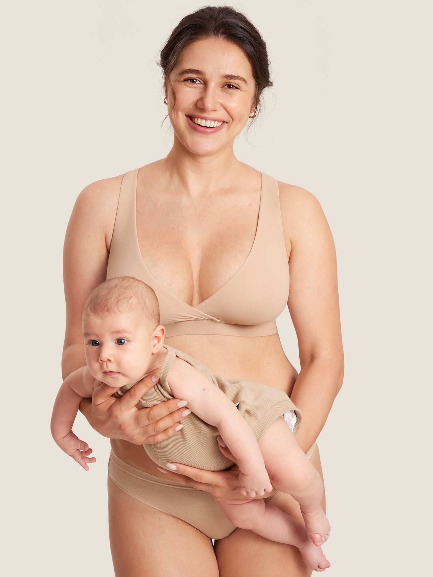 Inbarely® Crossover Racerback Nursing Bra Wheat Beige