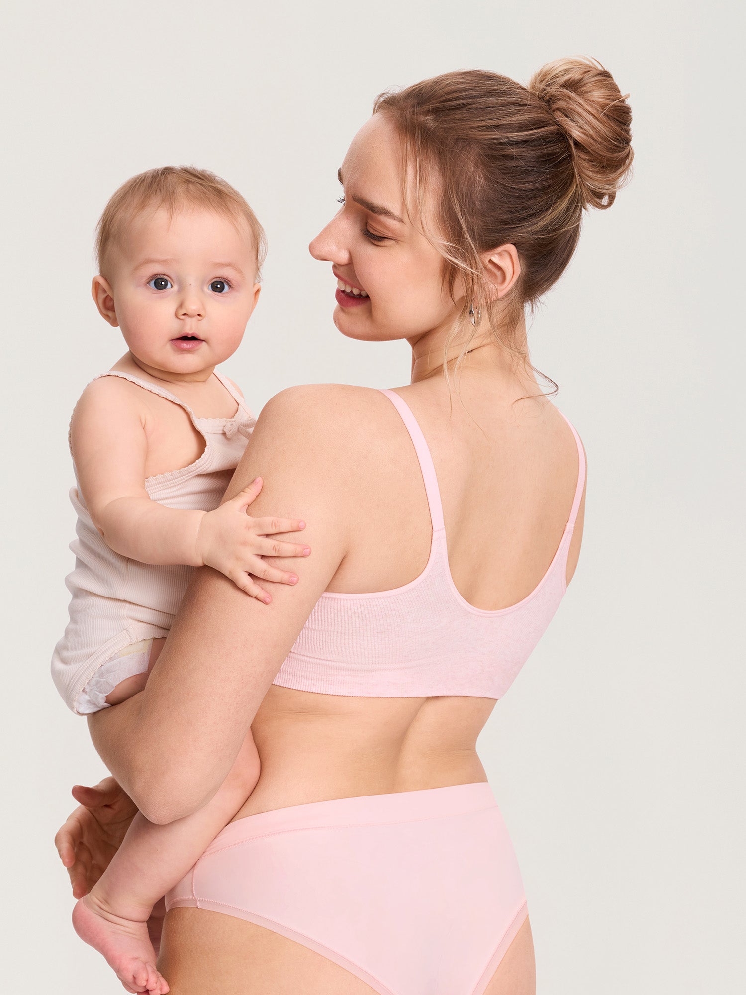 Ribbed Cotton Nursing Bralette Mist Pink Heather