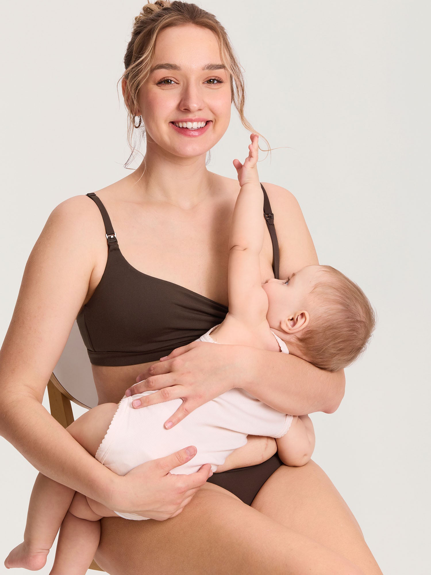 Cotton Scoop Neck Nursing Bralette Clay Brown