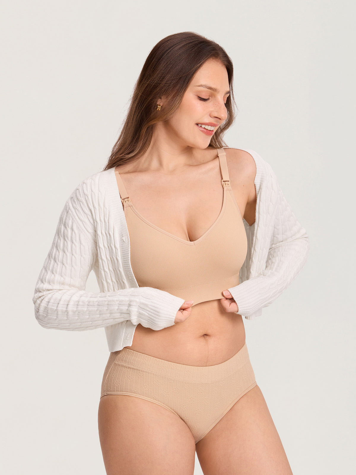 Leakproof Fixed Cup Ribbed Nursing Bra