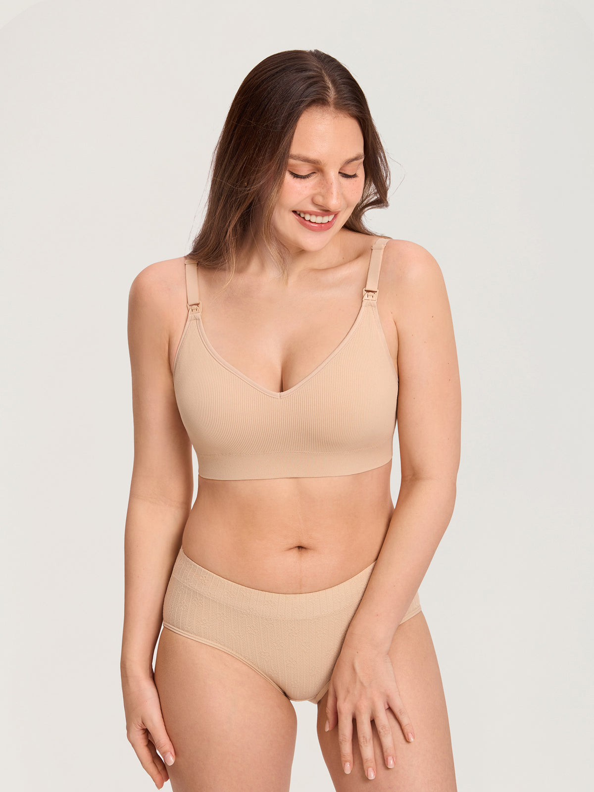 Leakproof Fixed Cup Ribbed Nursing Bra