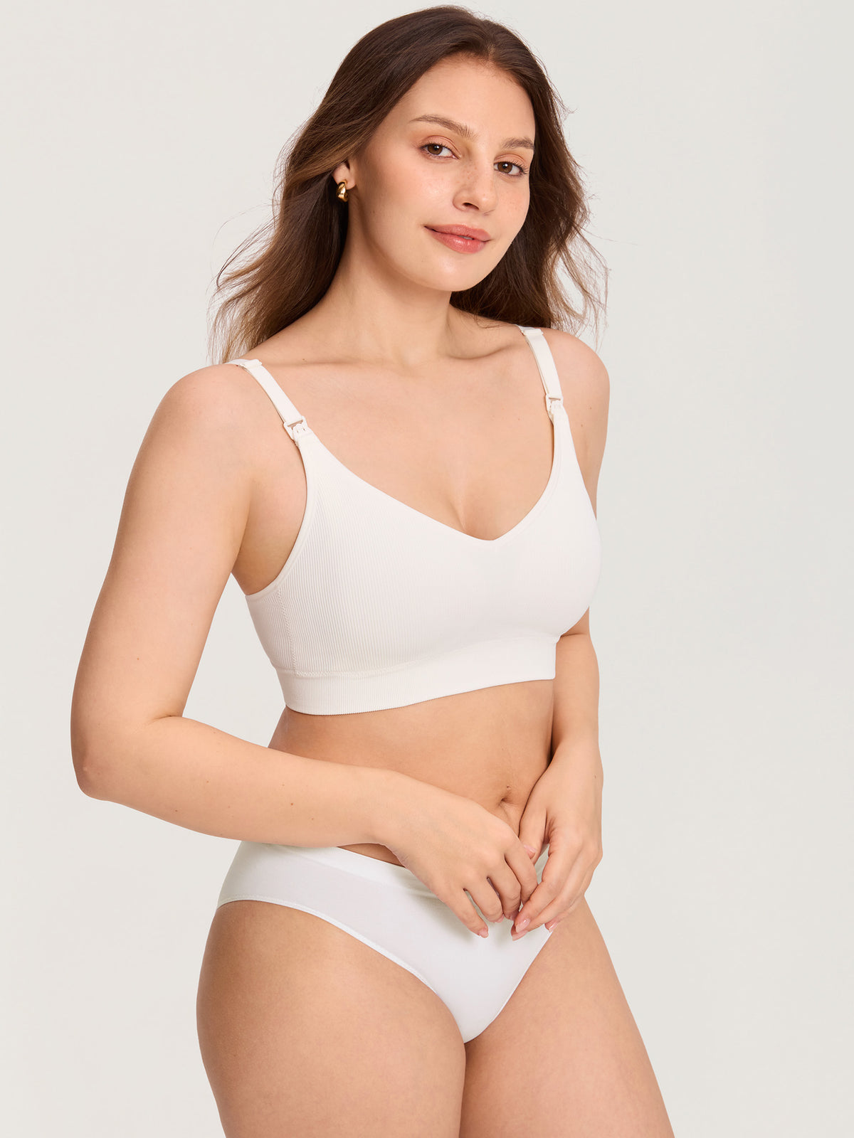 Leakproof Fixed Cup Ribbed Nursing Bra