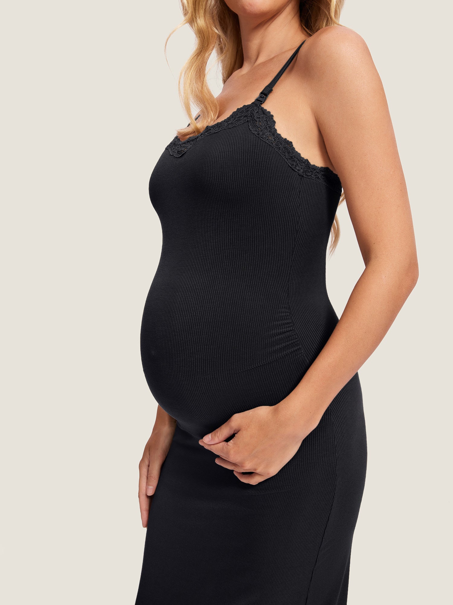 Lacy Ribbed Maternity & Nursing Dress