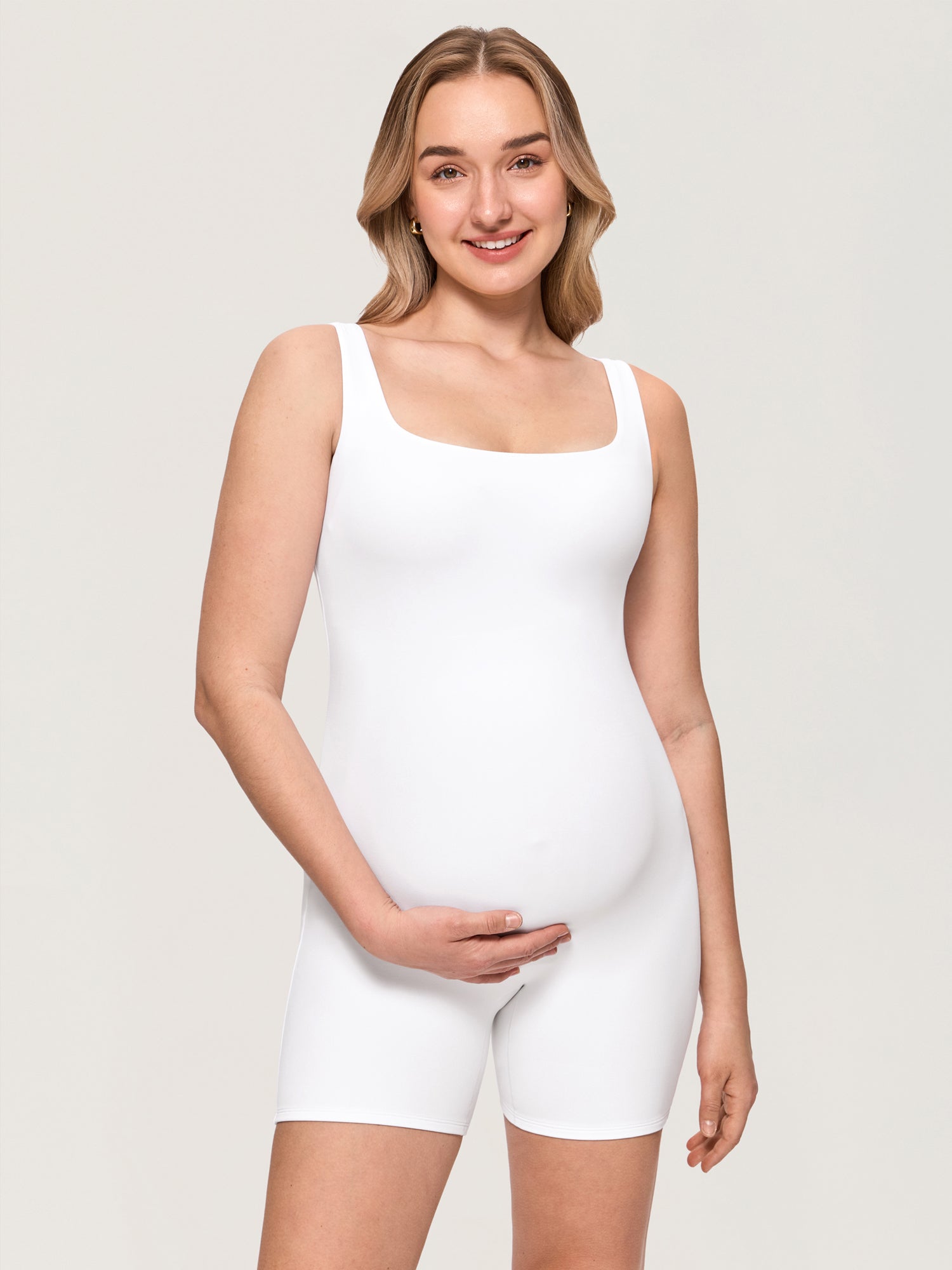 Airsofta Square Neck Maternity Romper White