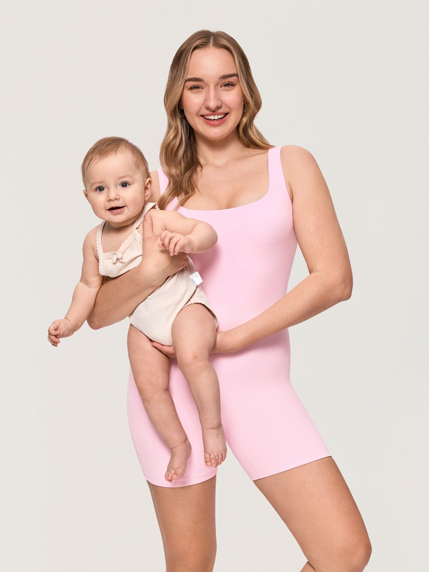 Airsofta Square Neck Maternity Romper Sweet Pink