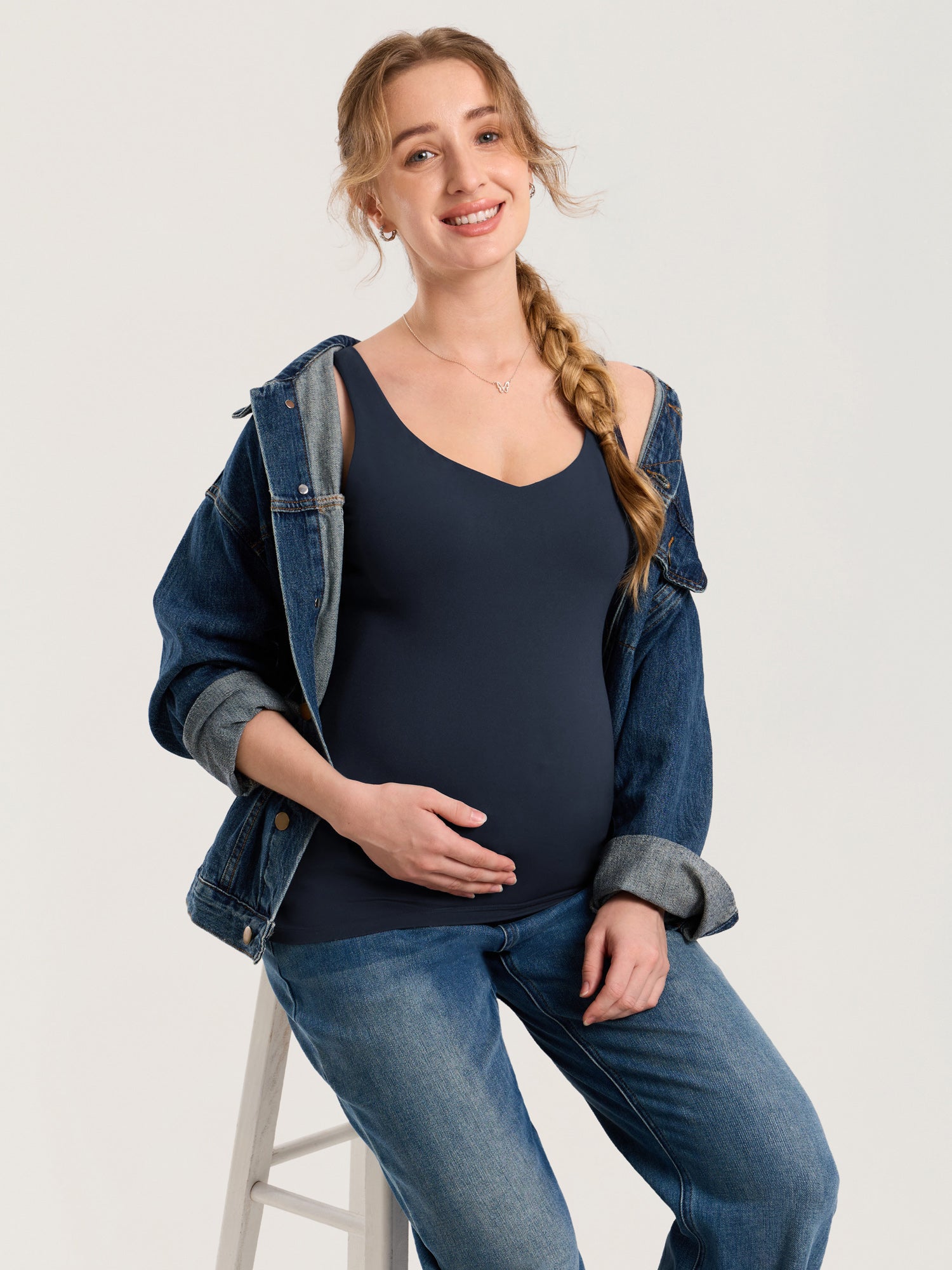 Natrelax® V Neck Nursing Tank Top Twilight Blue