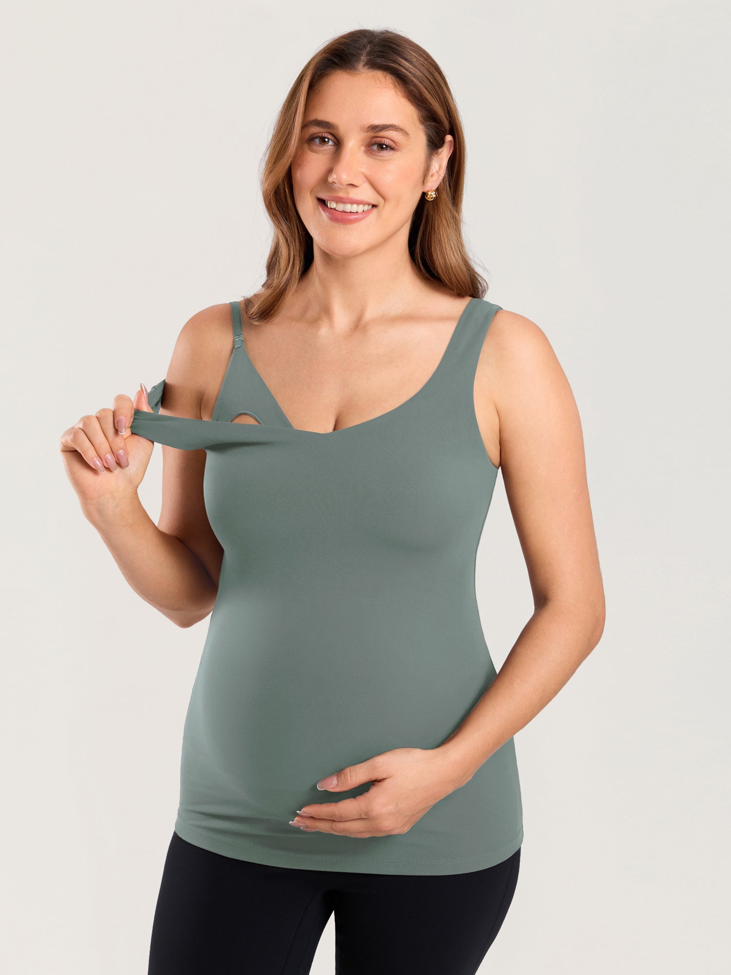 Natrelax® V Neck Nursing Tank Top Grey Sage