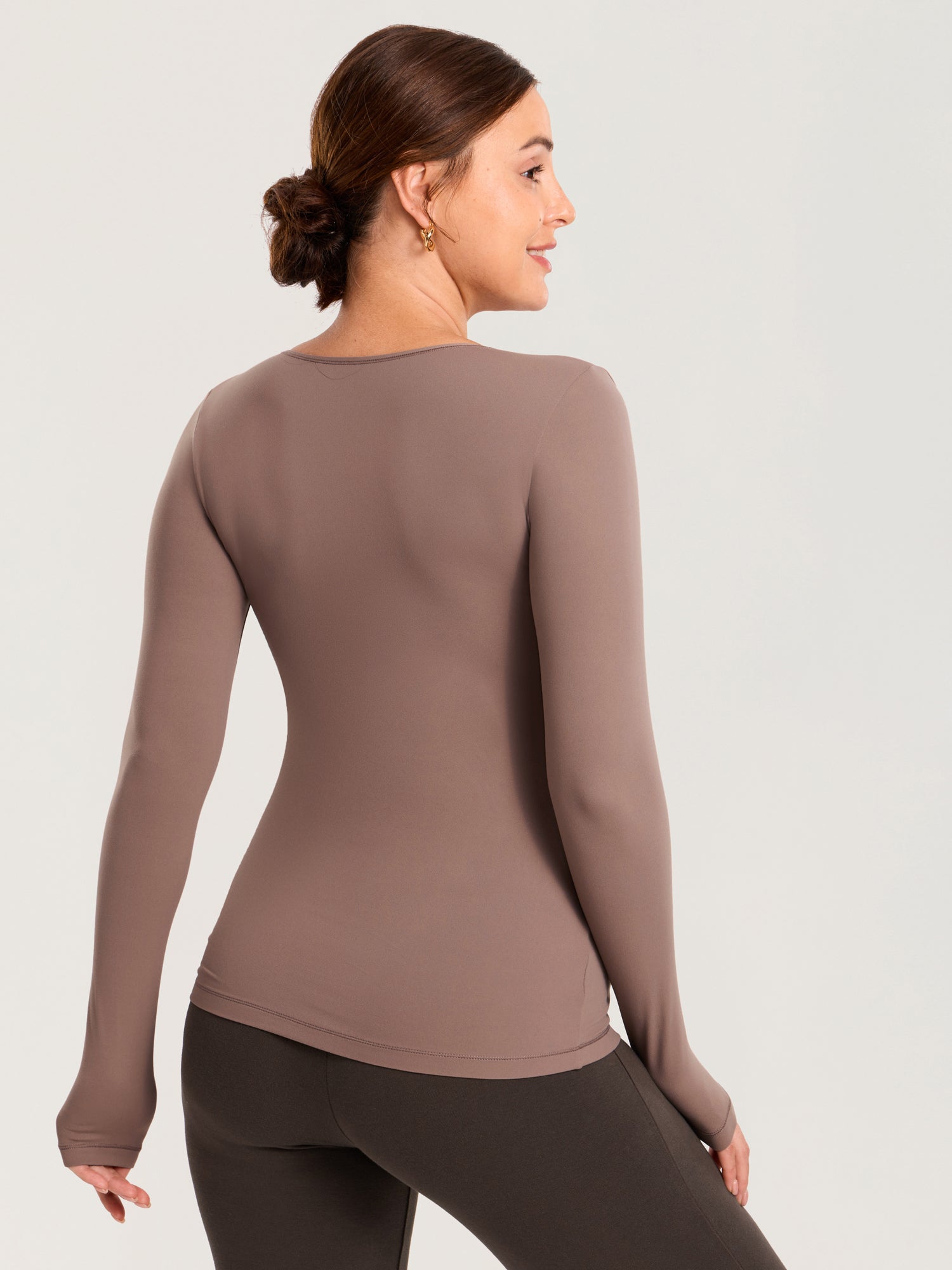 AirSoft Crossover Maternity & Nursing Top - Long Sleeves Brown Purple