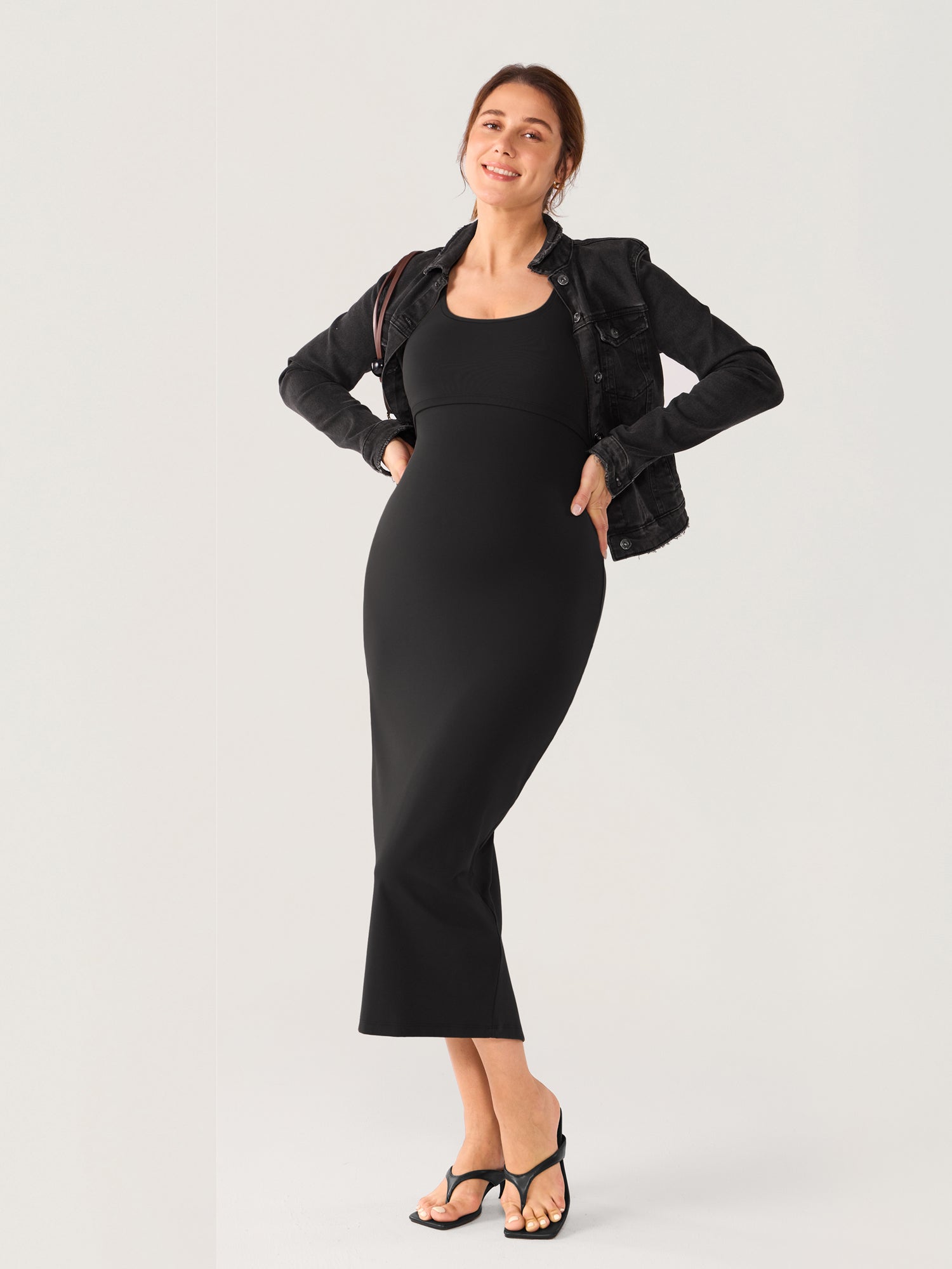 Natrelax® Hidden Crossover Babycon Maxi Dress Black