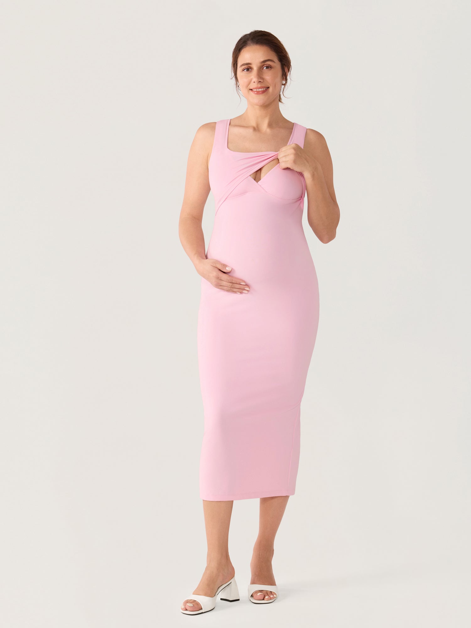 Natrelax® Maternity & Nursing Babycon Maxi Dress Sweet Pink