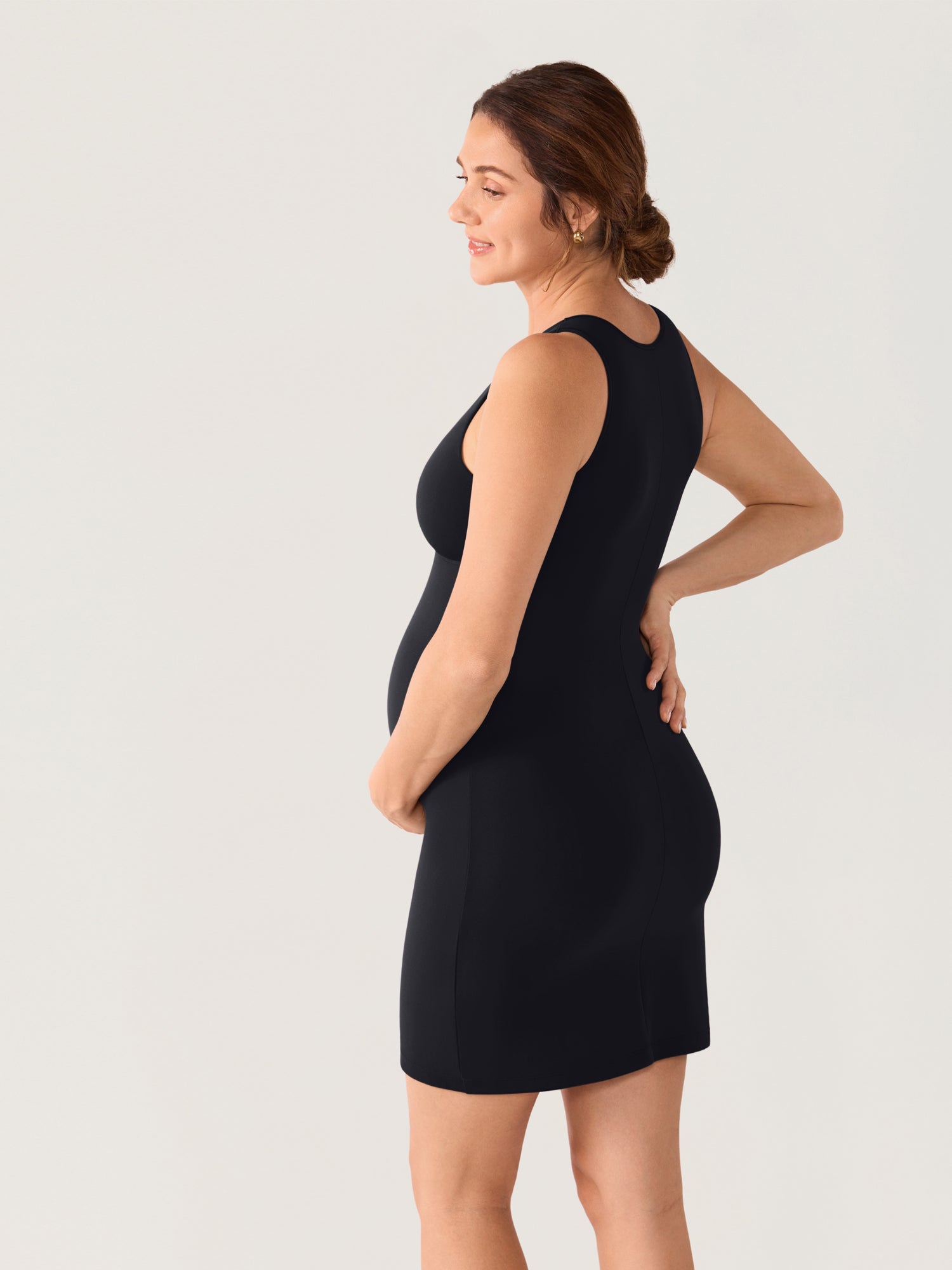 Natrelax® Crossover Maternity & Nursing Mini Dress Black