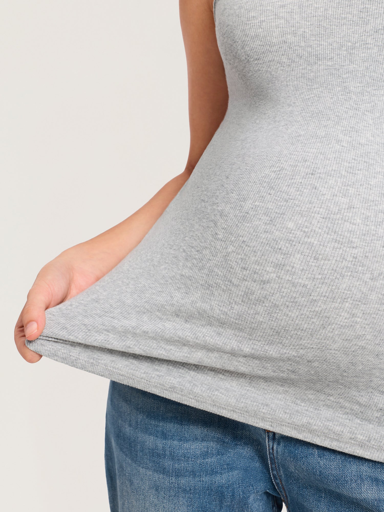 Cotton Rib Crew Neck Maternity Tank Top Classic Heather