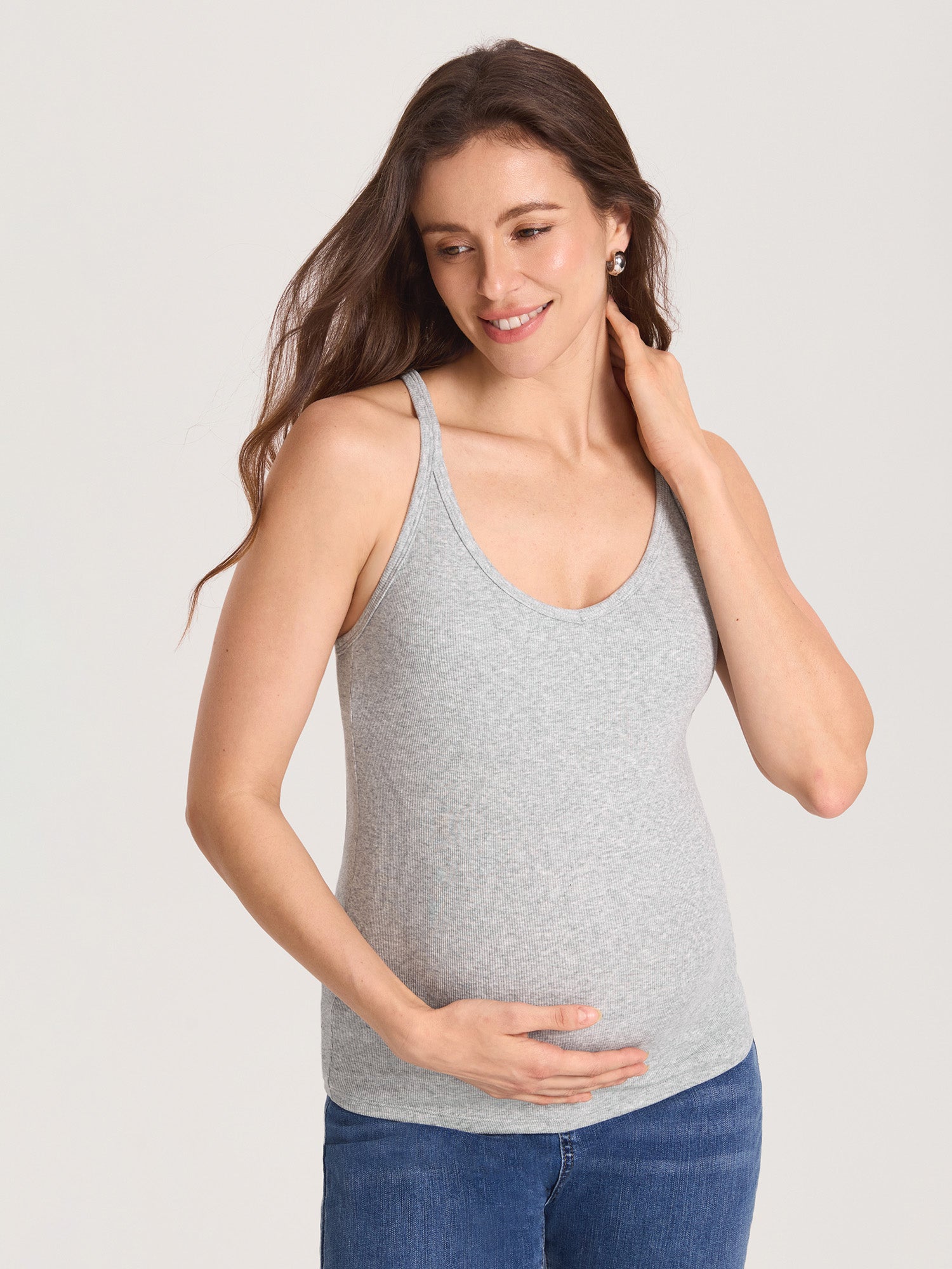 Cotton Rib Racerback Maternity Tank – Removable Cups