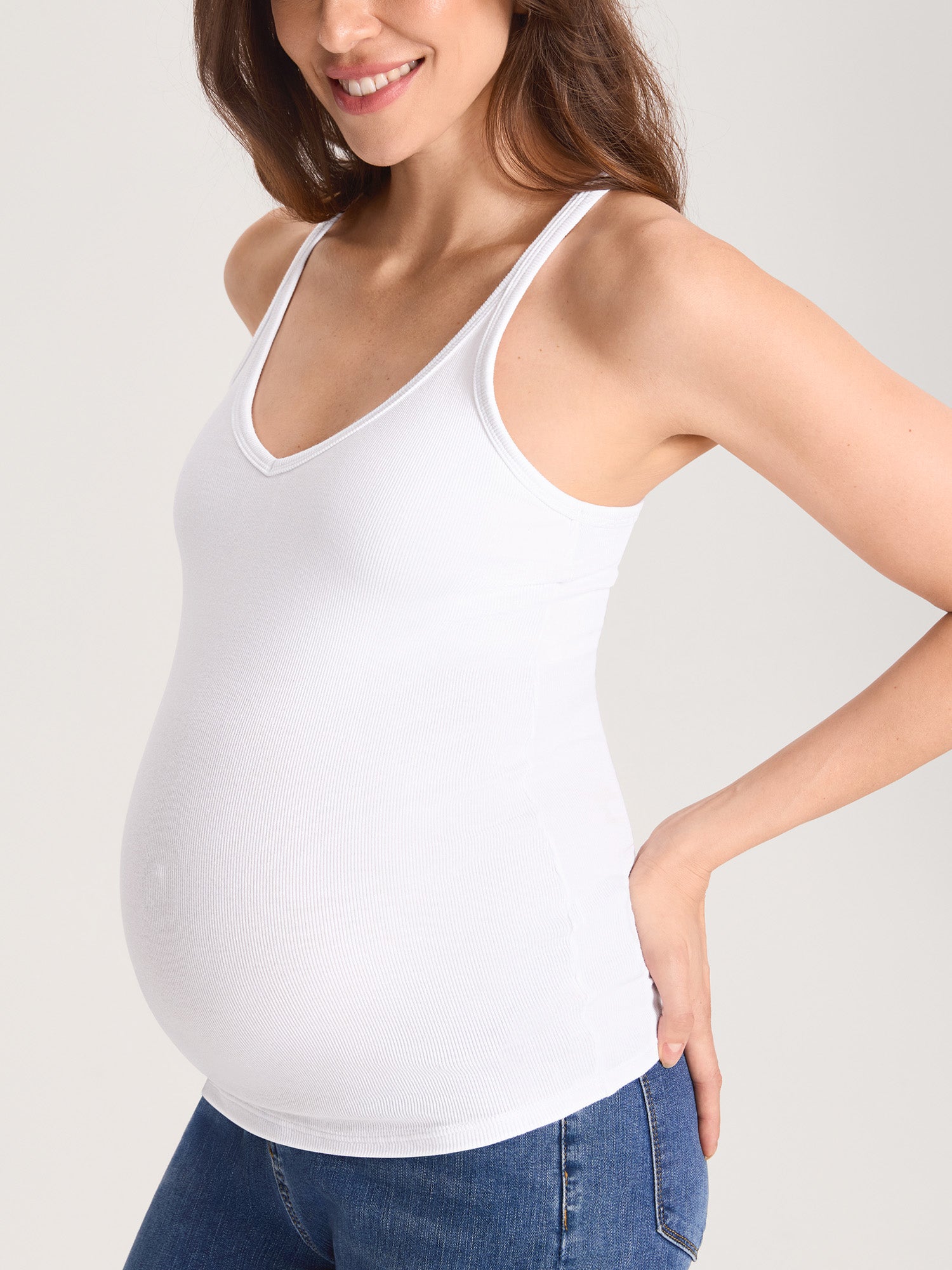 Cotton Rib Racerback Maternity Tank – Removable Cups