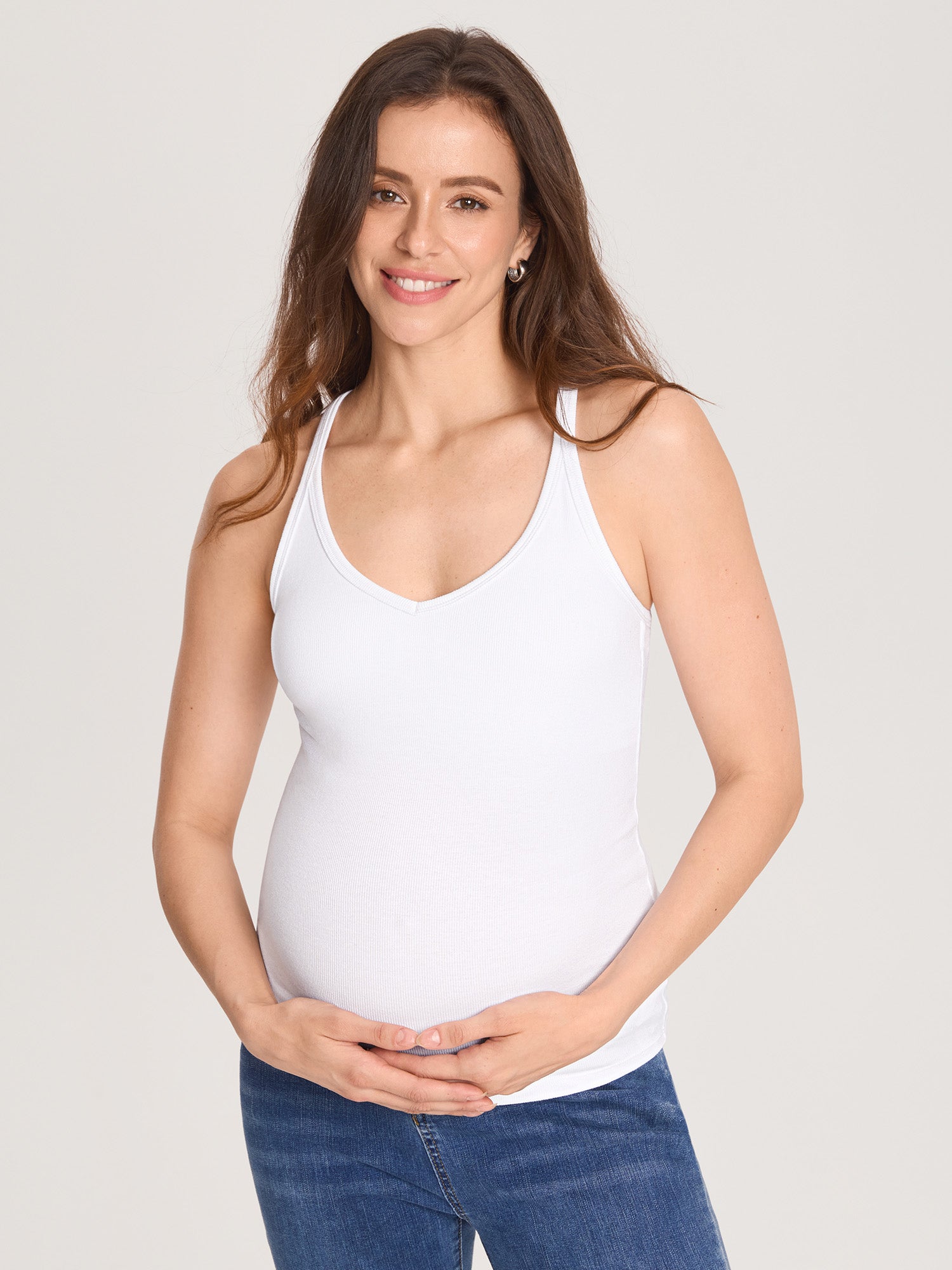 Cotton Rib Racerback Maternity Tank – Removable Cups