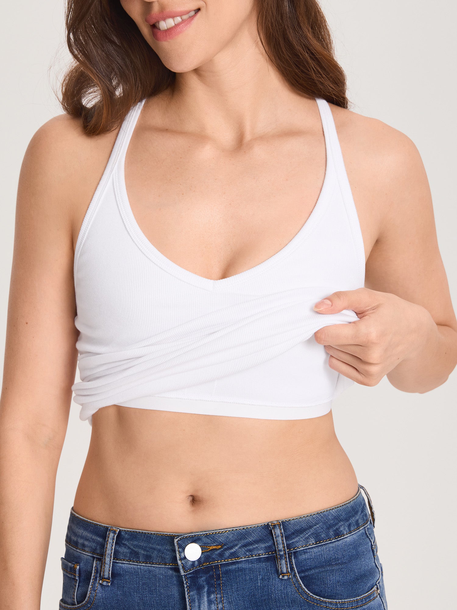 Cotton Rib Racerback Maternity Tank – Removable Cups