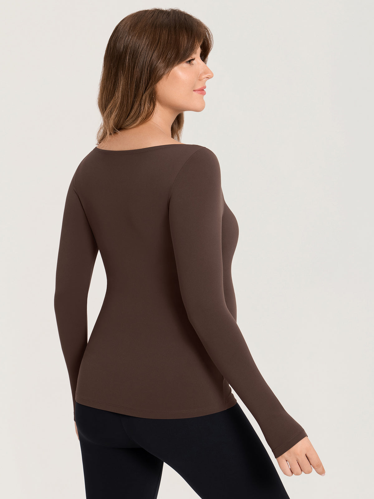 AirSofta Boatneck Maternity Top - Long Sleeves Clay Brown