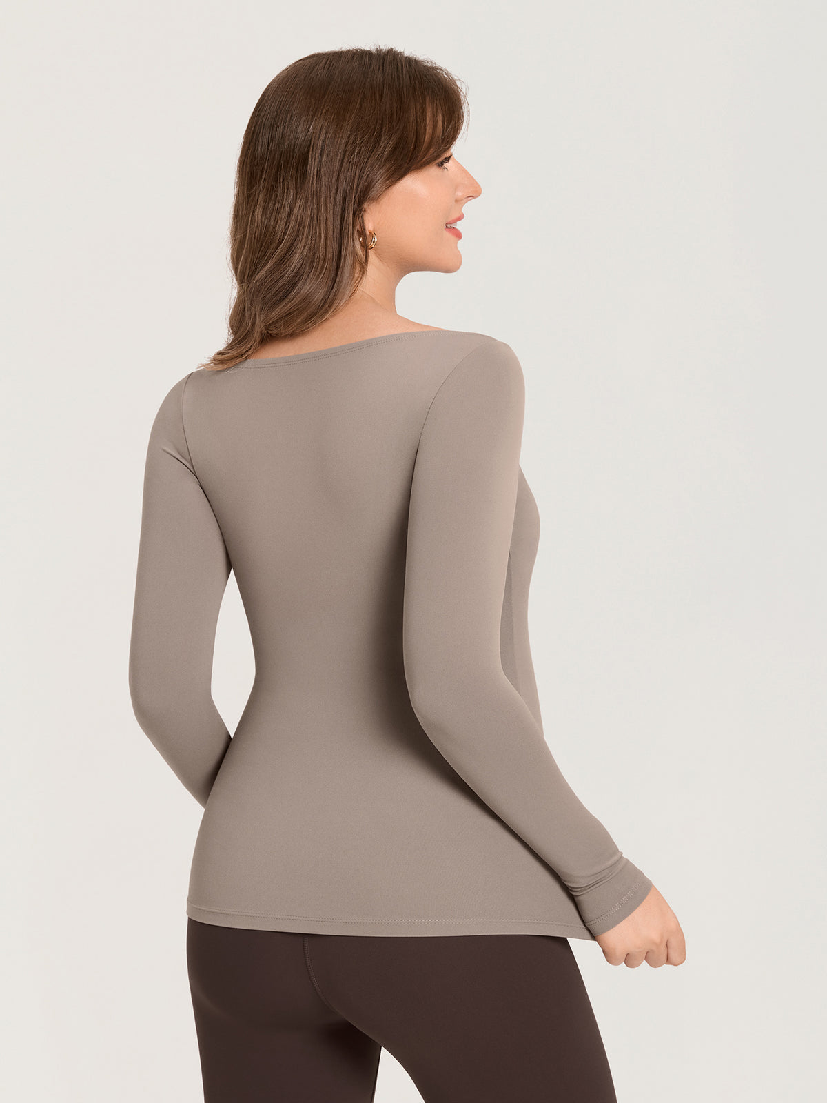 AirSofta Boatneck Maternity Top - Long Sleeves Khaki Taupe