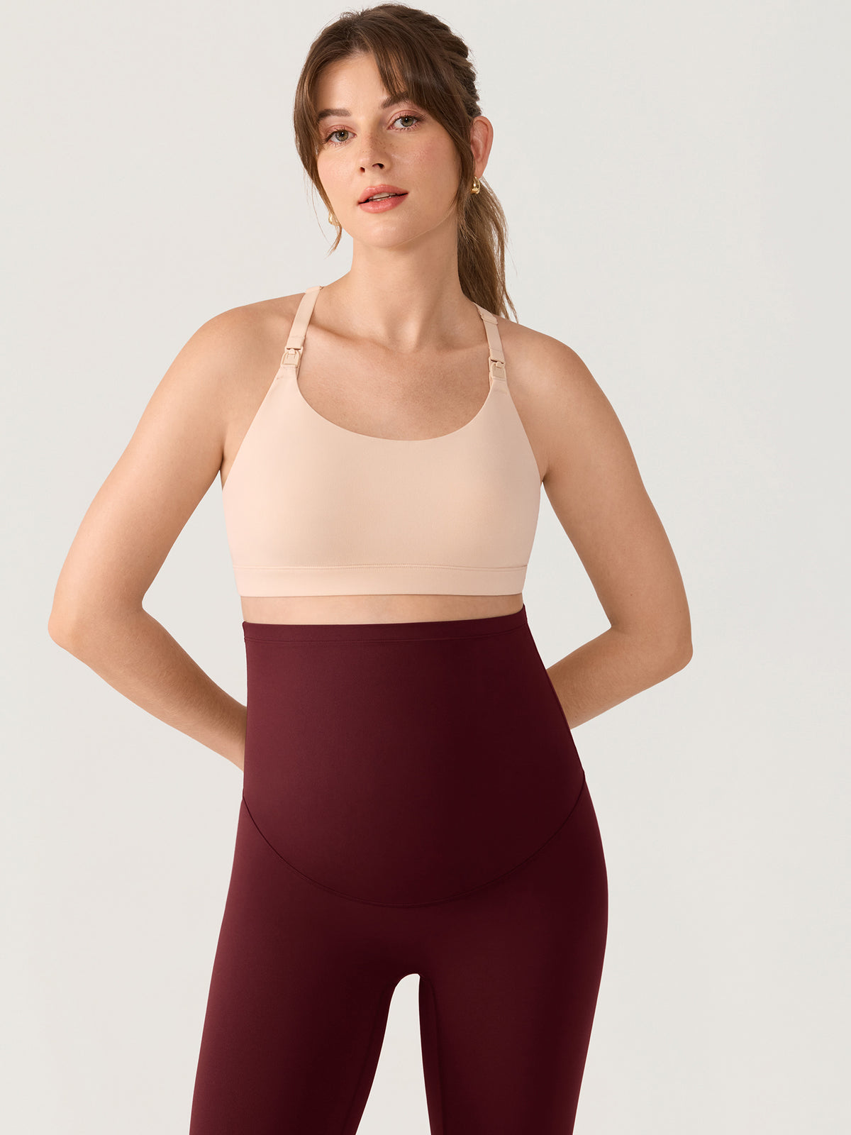 Natrelax® No Front Seam Maternity Leggings 28" Red Merlot