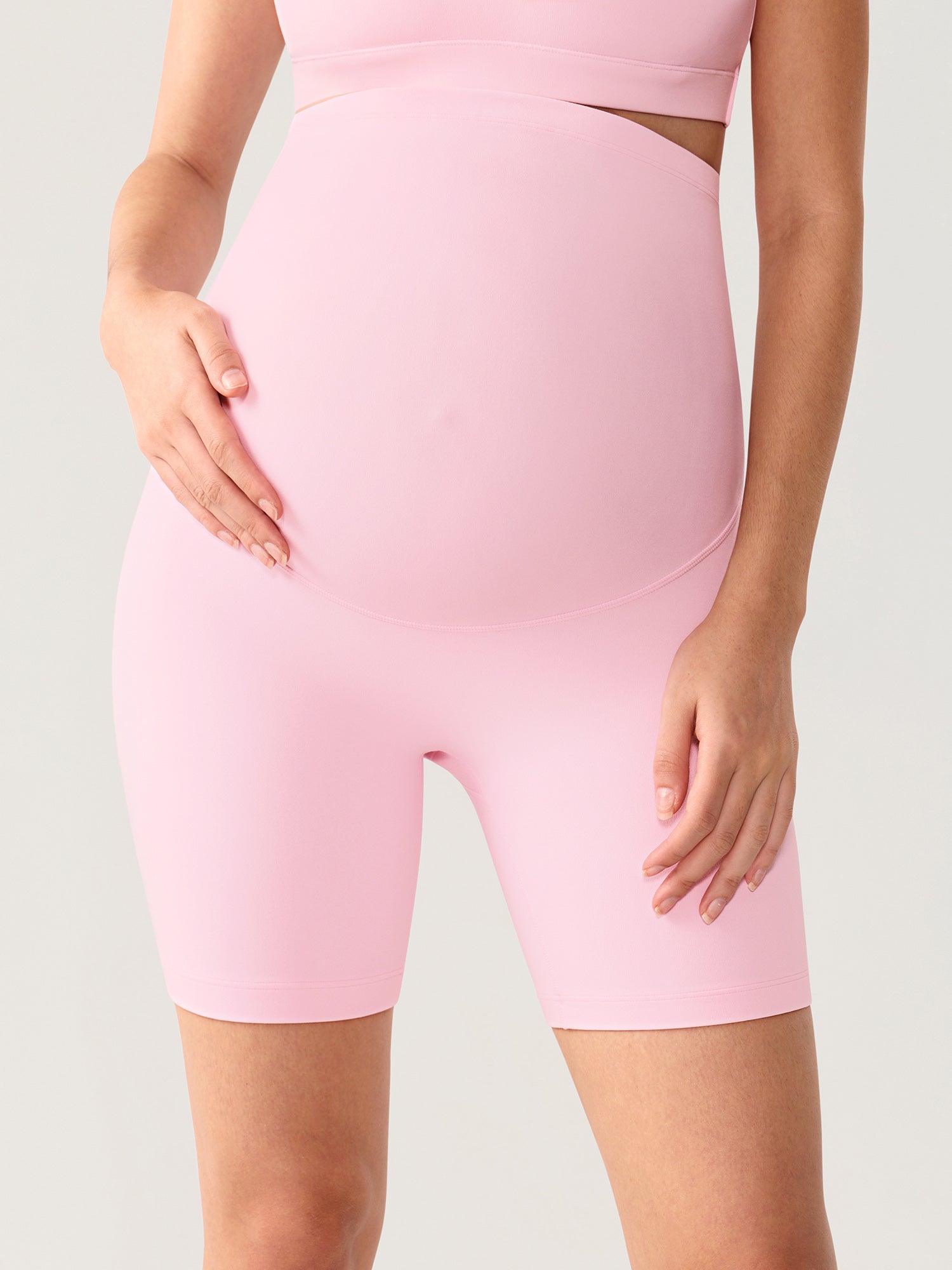 Natrelax® No Front Seam Maternity Shorts 6" Sweet Pink