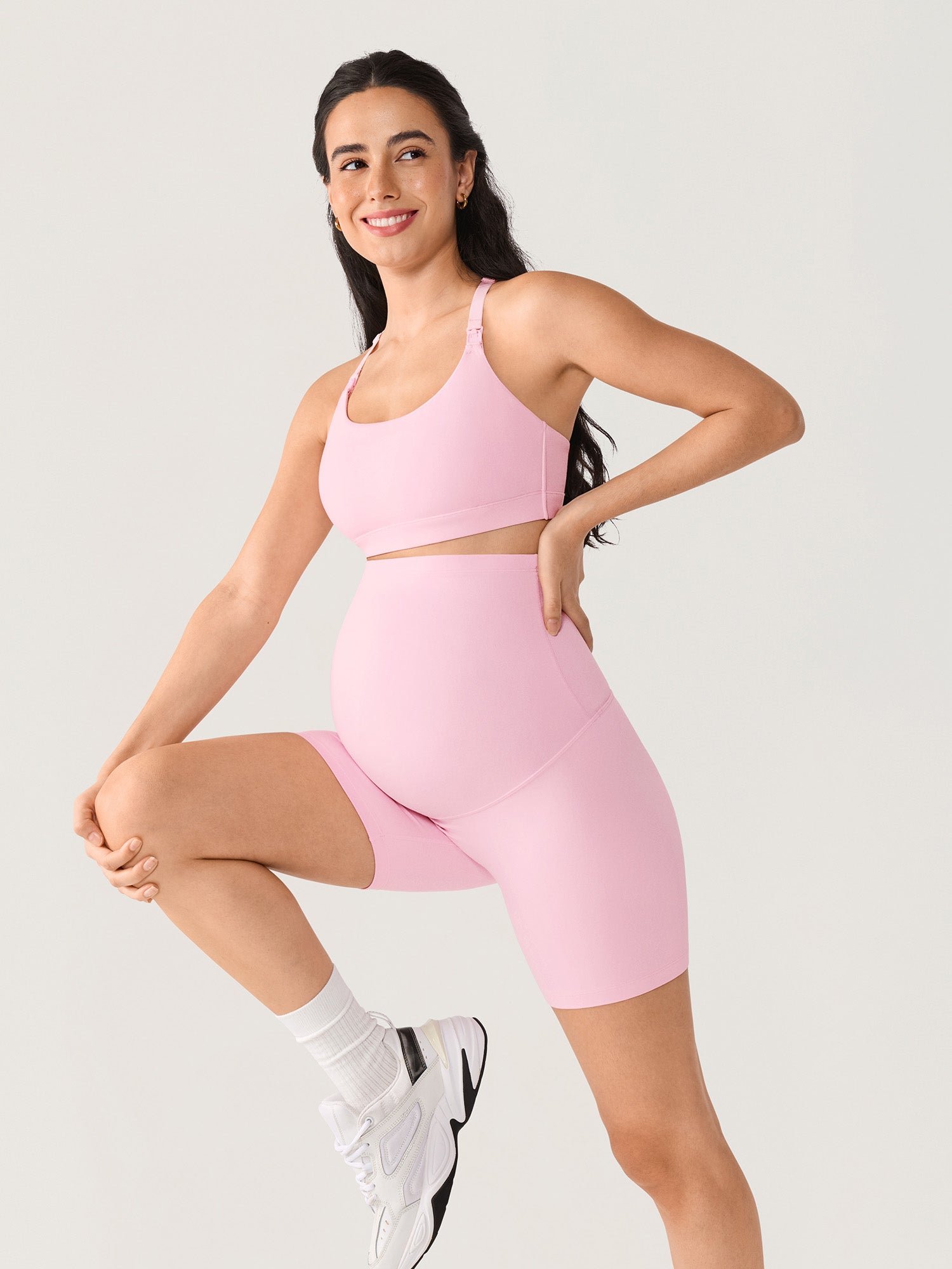 Natrelax® No Front Seam Maternity Shorts 6" Sweet Pink