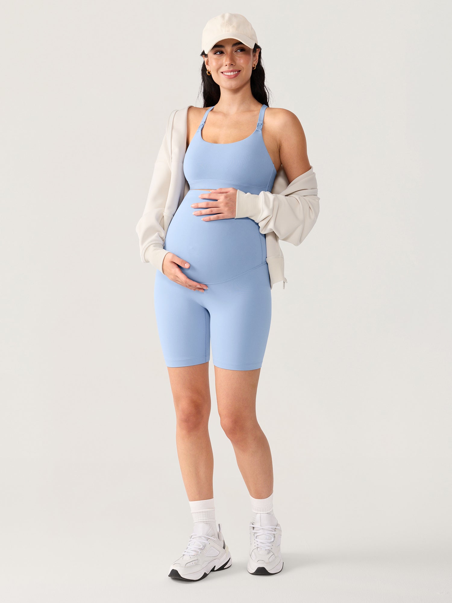 Natrelax® No Front Seam Maternity Shorts 6" Moonlight Blue