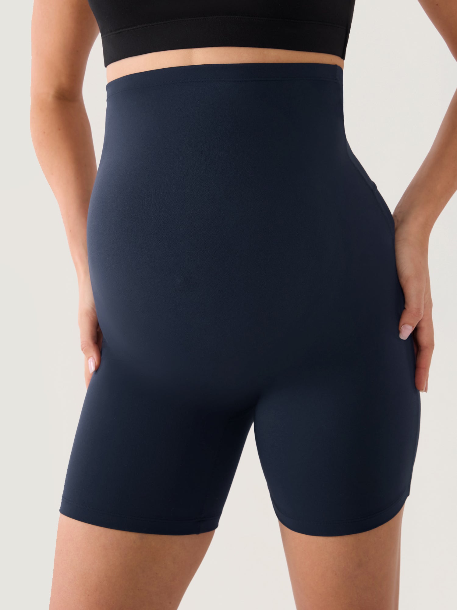 Natrelax® Seamless-Front Maternity Shorts 6" Twilight Blue