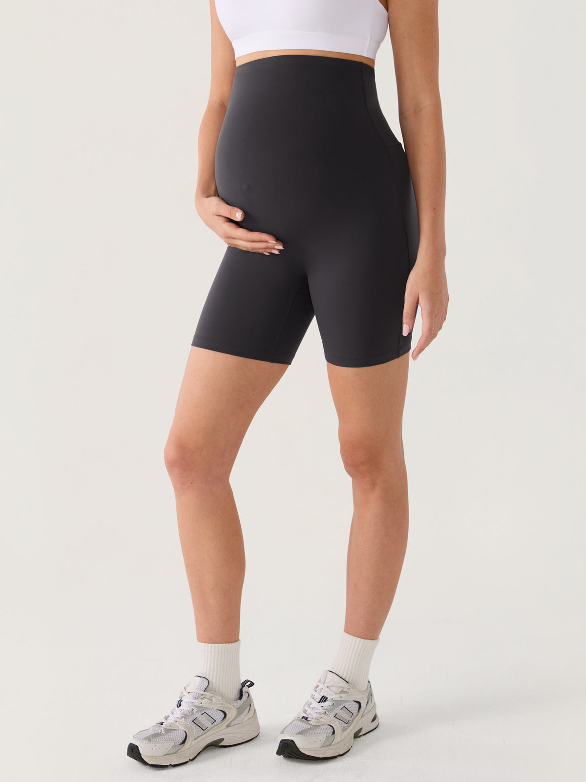 Natrelax® Seamless-Front Maternity Shorts 6" Graphite Grey