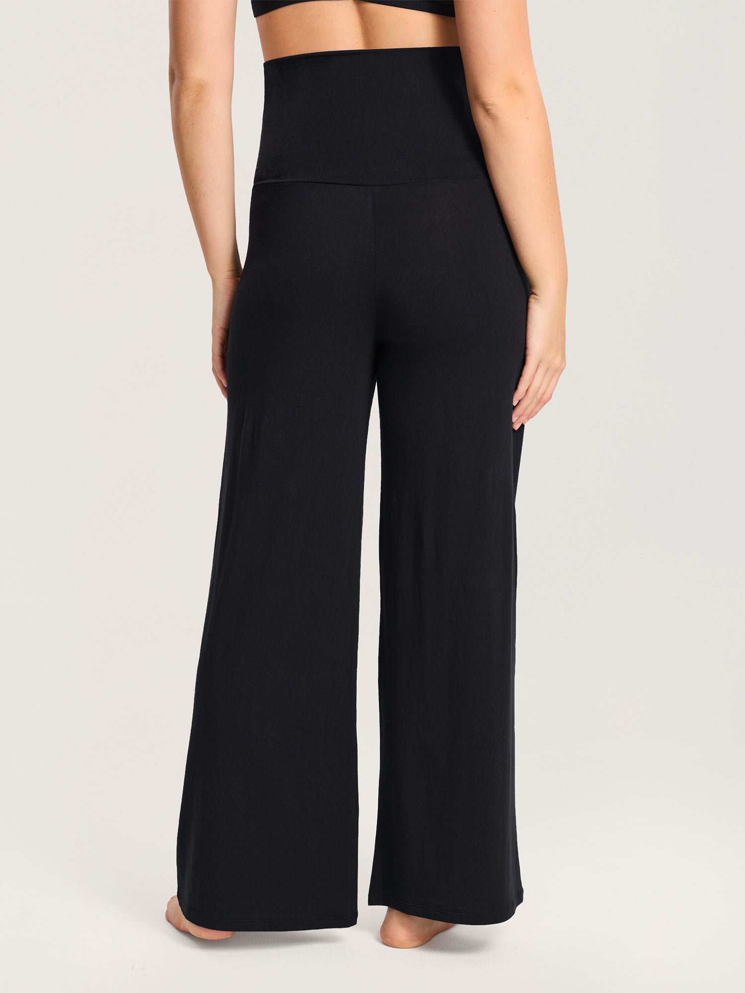 Modal Cotton Foldover Wide-Leg Pants