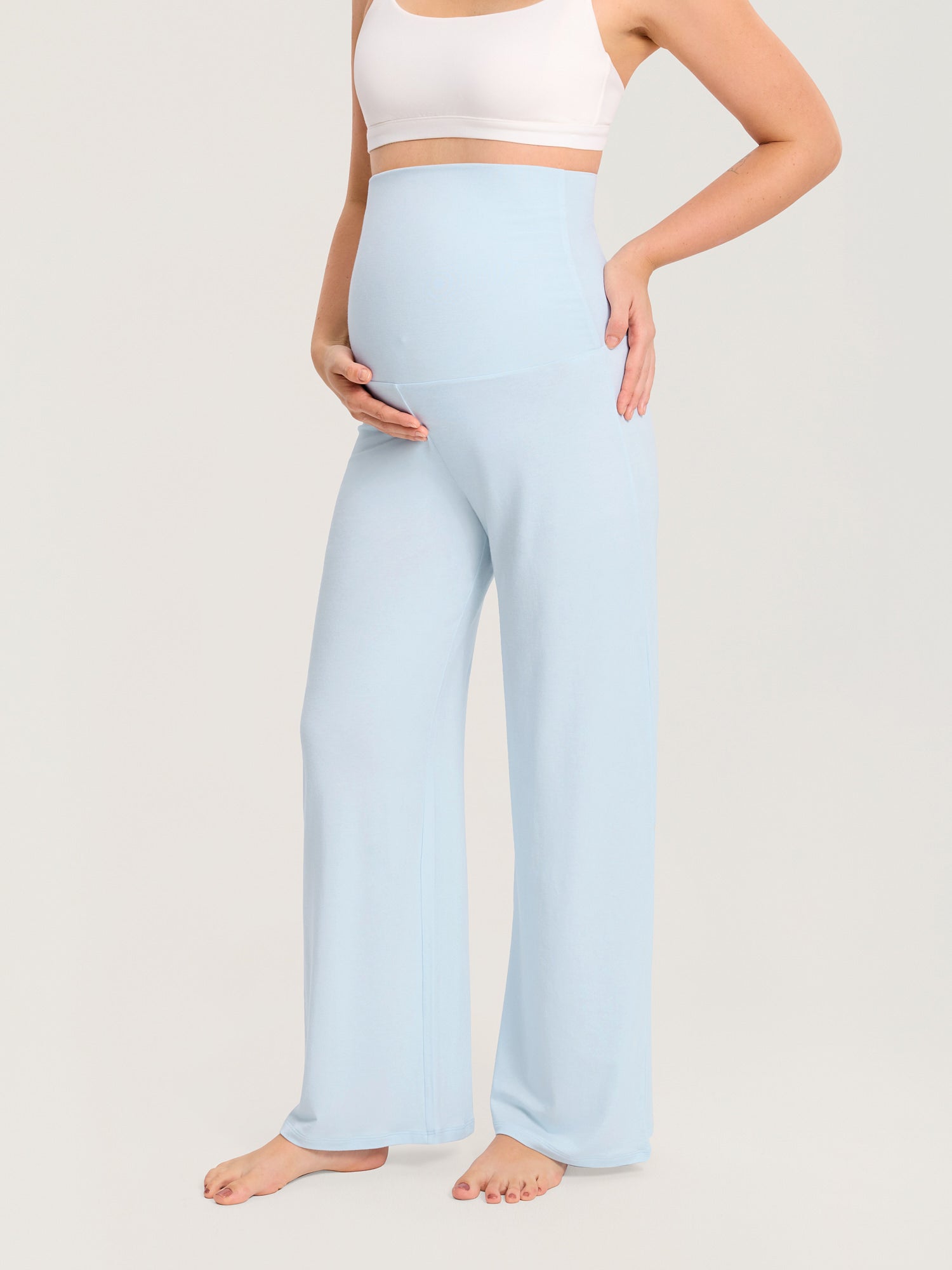 Modal Cotton Foldover Wide-Leg Pants ICE