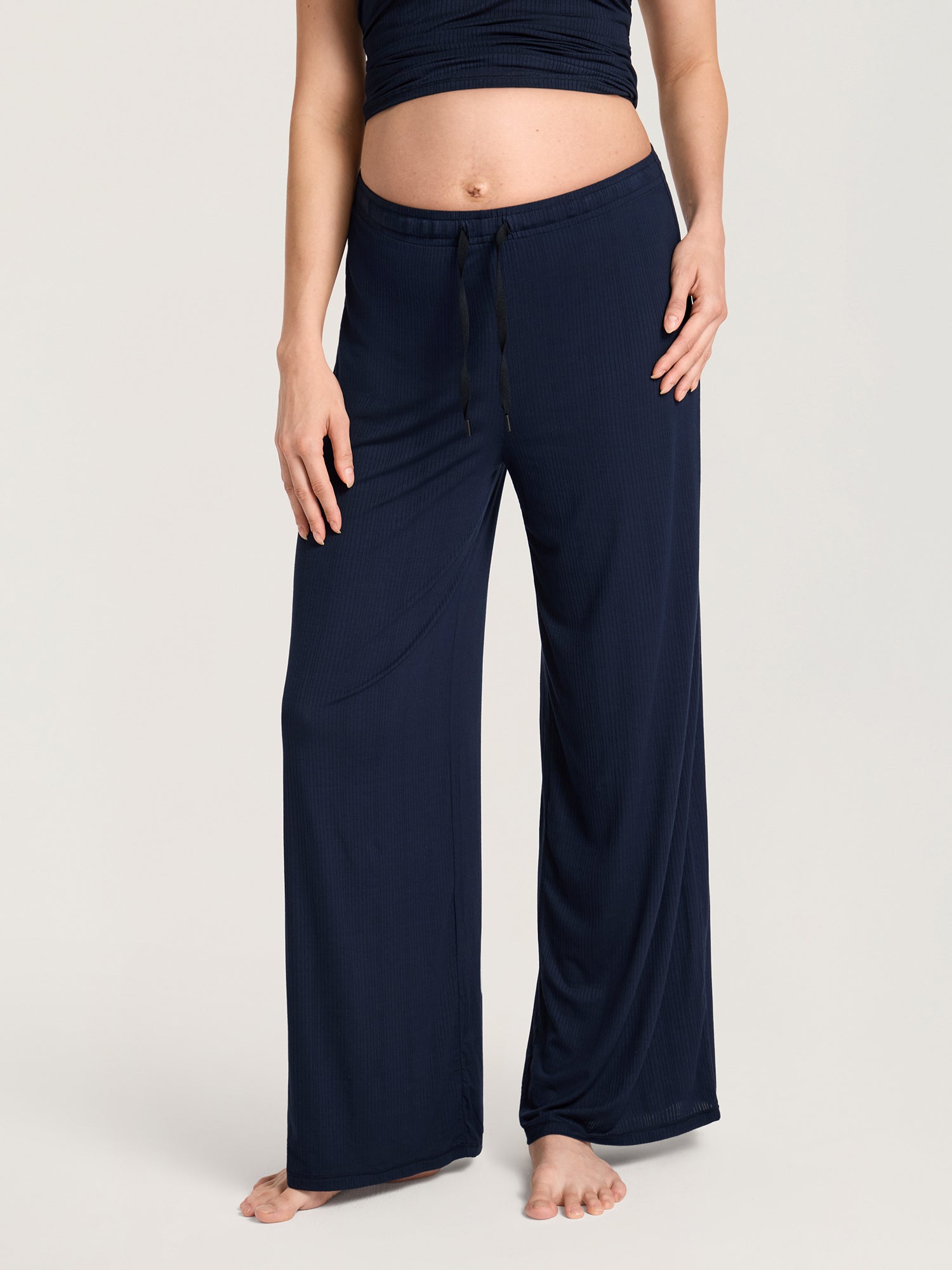 Naturveil Modal Ribbed Maternity Lounge Pants Deep Ocean Blue