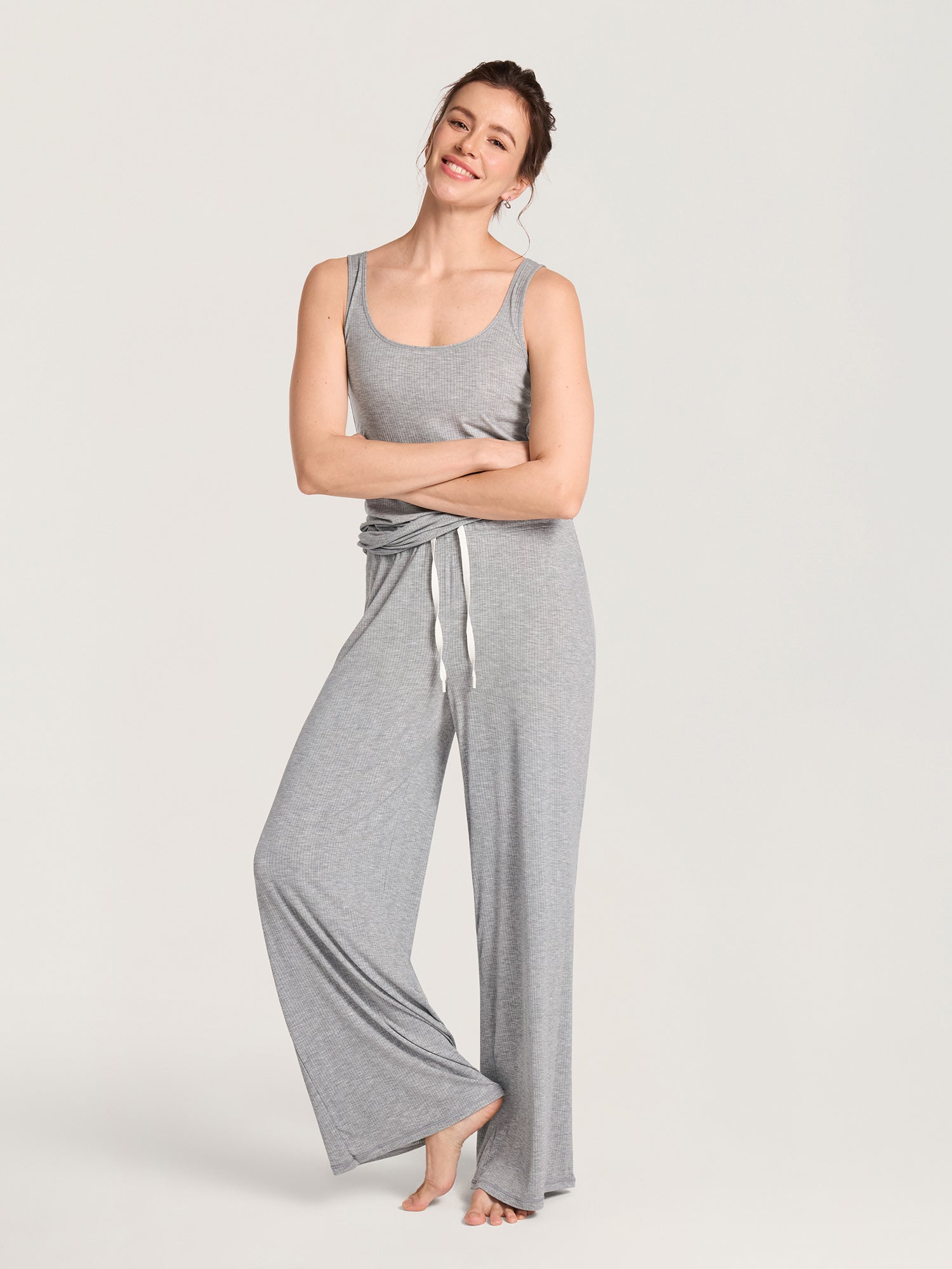 Naturveil Modal Ribbed Maternity Lounge Pants Moon Heather Grey