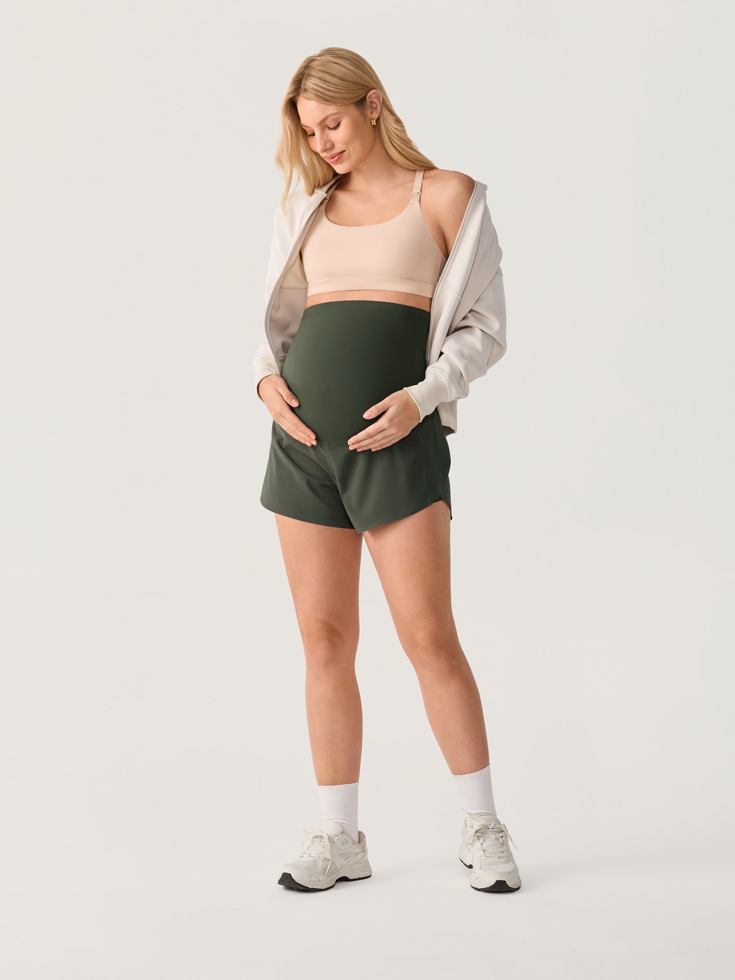 Bloomove™ Maternity Dolphin Shorts - with Inner Pockets Aspen Olive