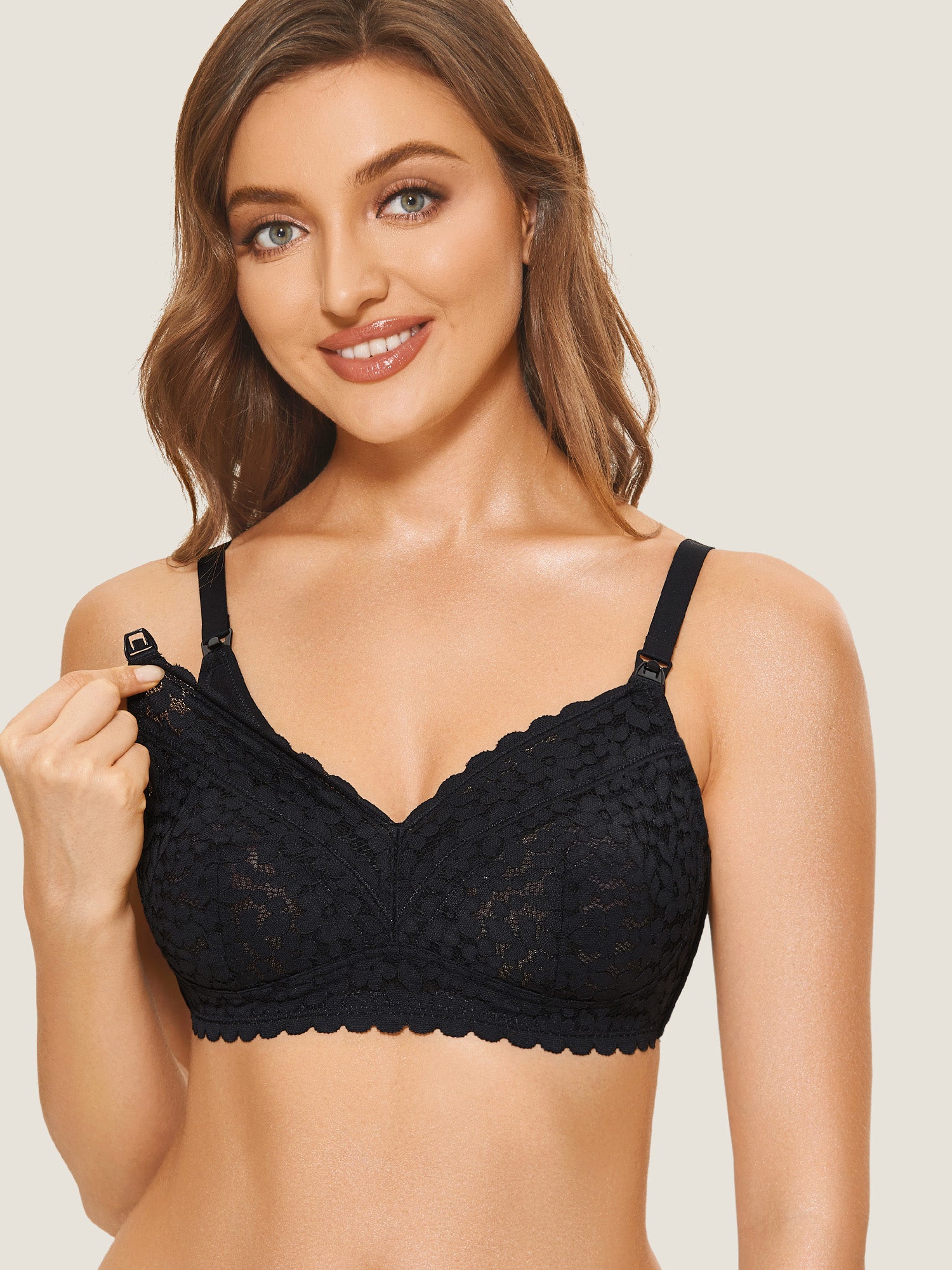 Lace Hands Free Pumping Bra Black