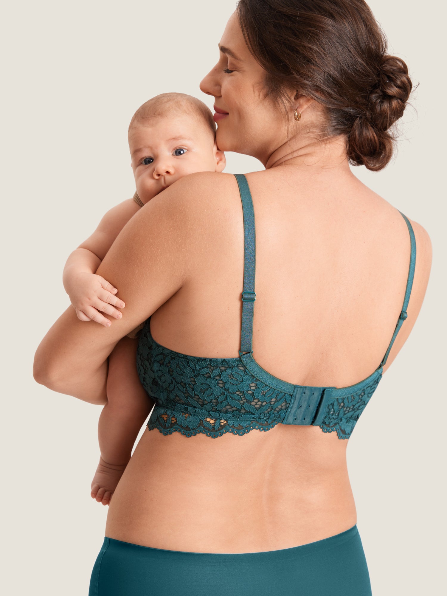 More Support Lace Nursing Bralette Spruce Green