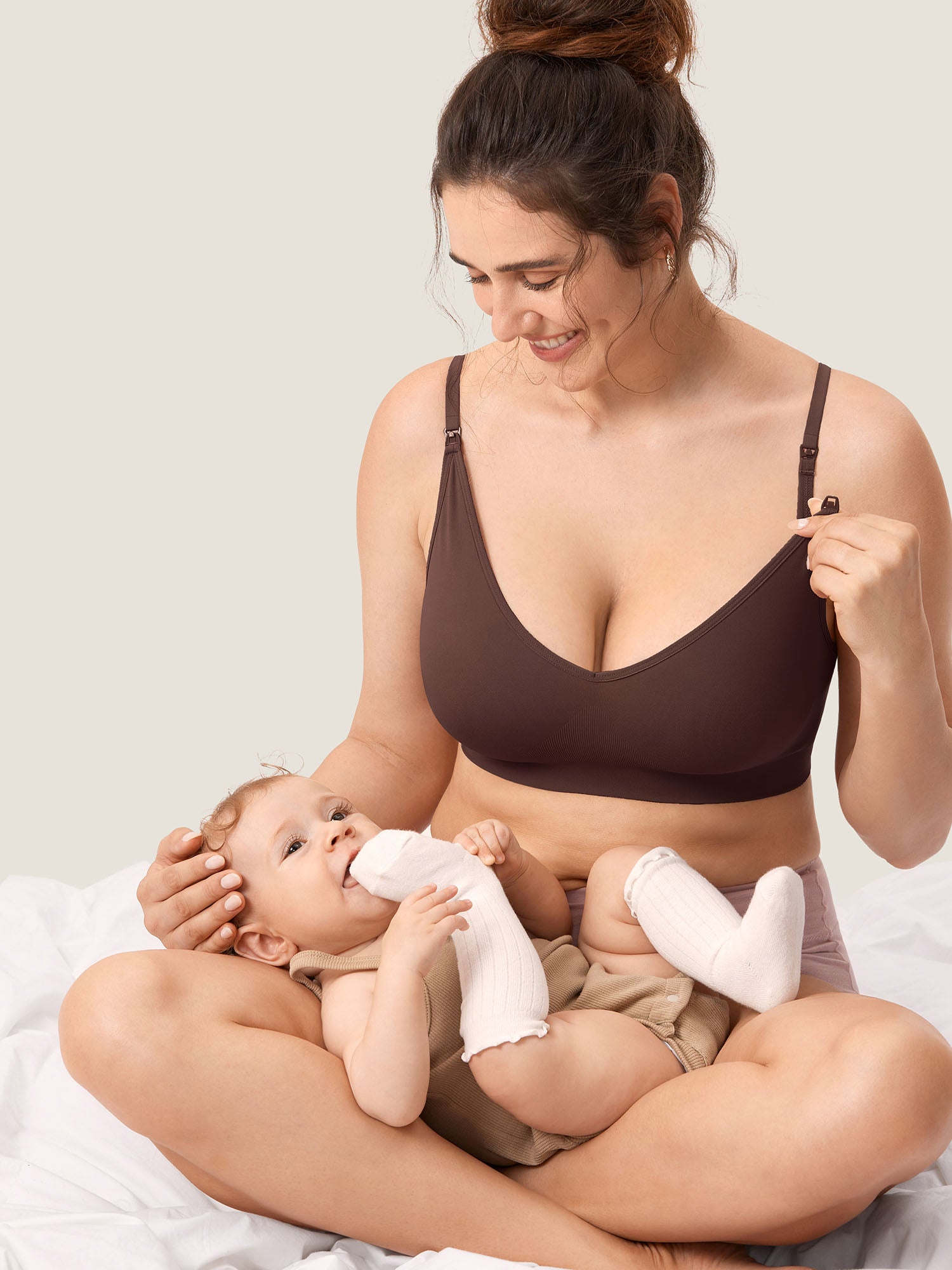 Seamless Soft Knit Nursing Bra Hazelnut