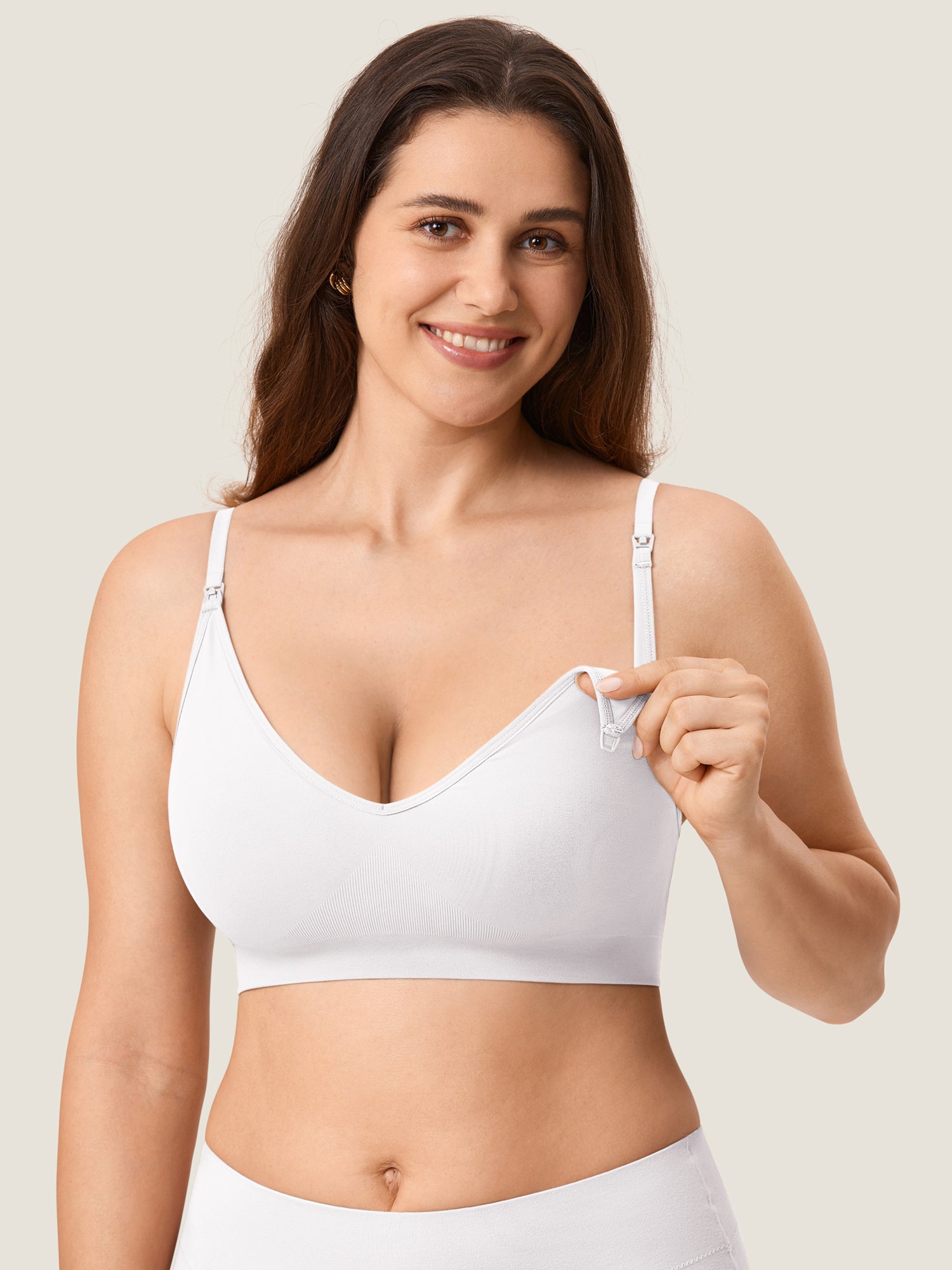 Seamless Soft Knit Nursing Bra Iceland White