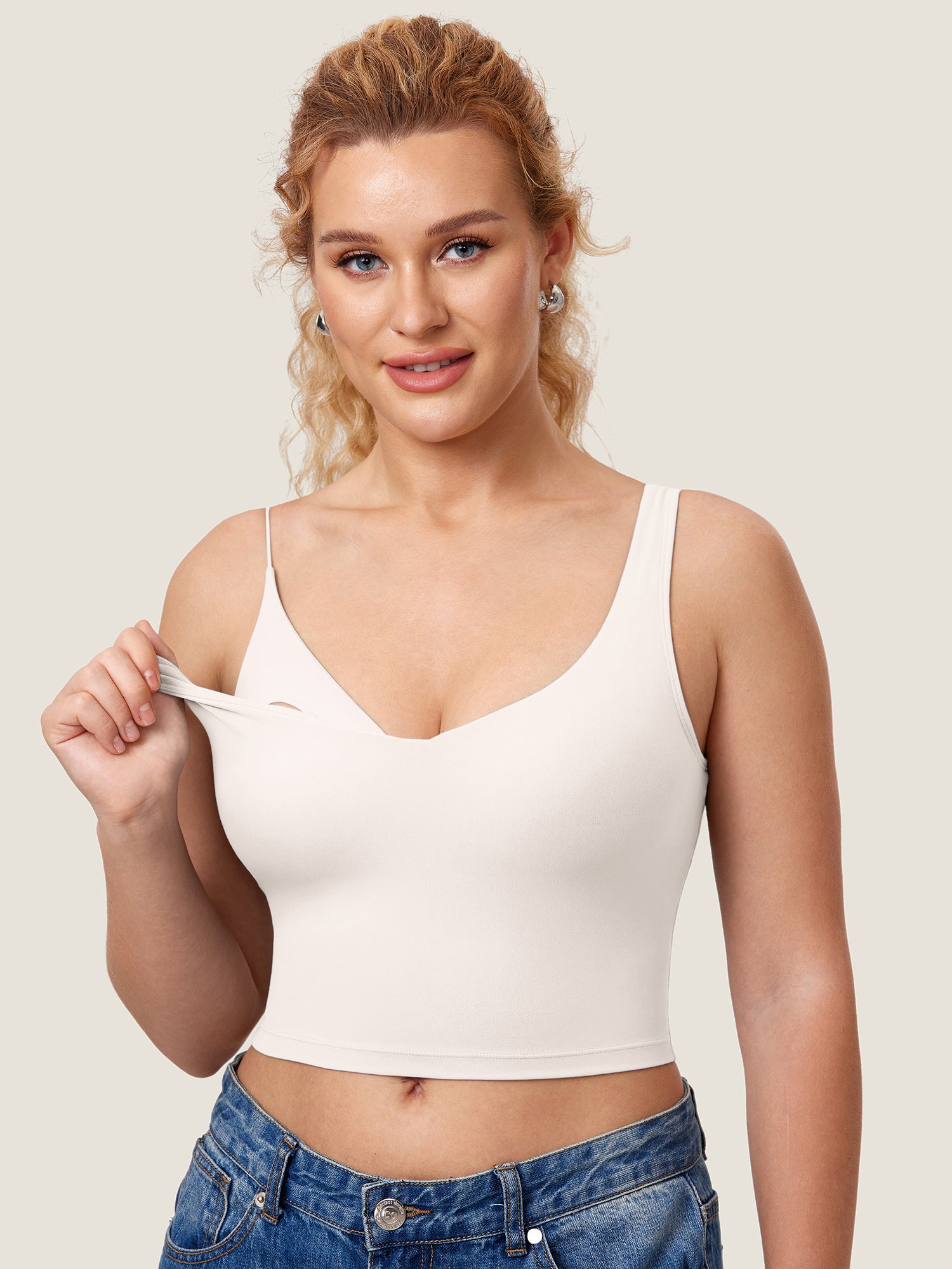 Natrelax™ Nursing Crop Tank Top Iceland White