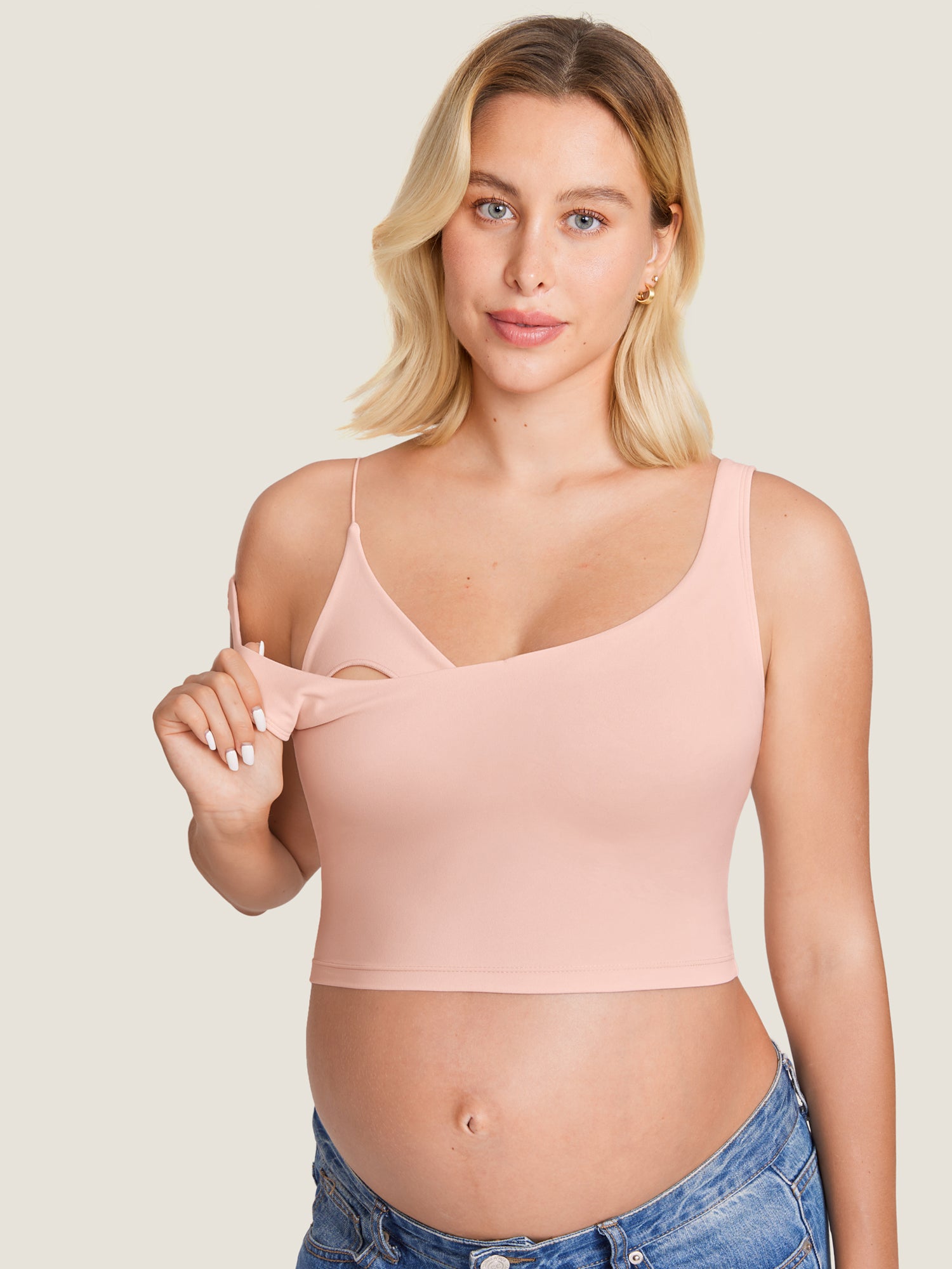 Natrelax™ Nursing Crop Tank Top Blush Pink