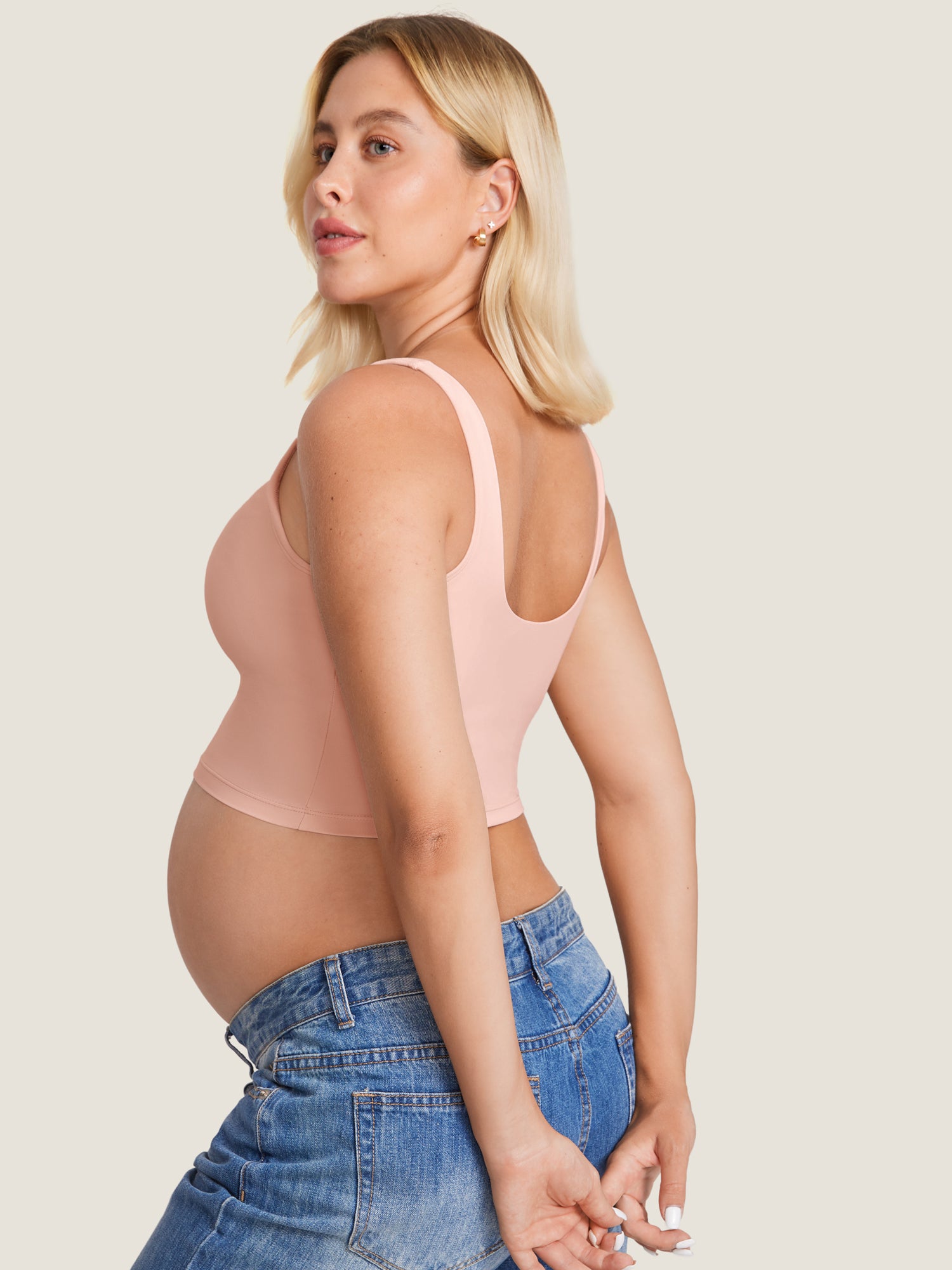 Natrelax™ Nursing Crop Tank Top Blush Pink