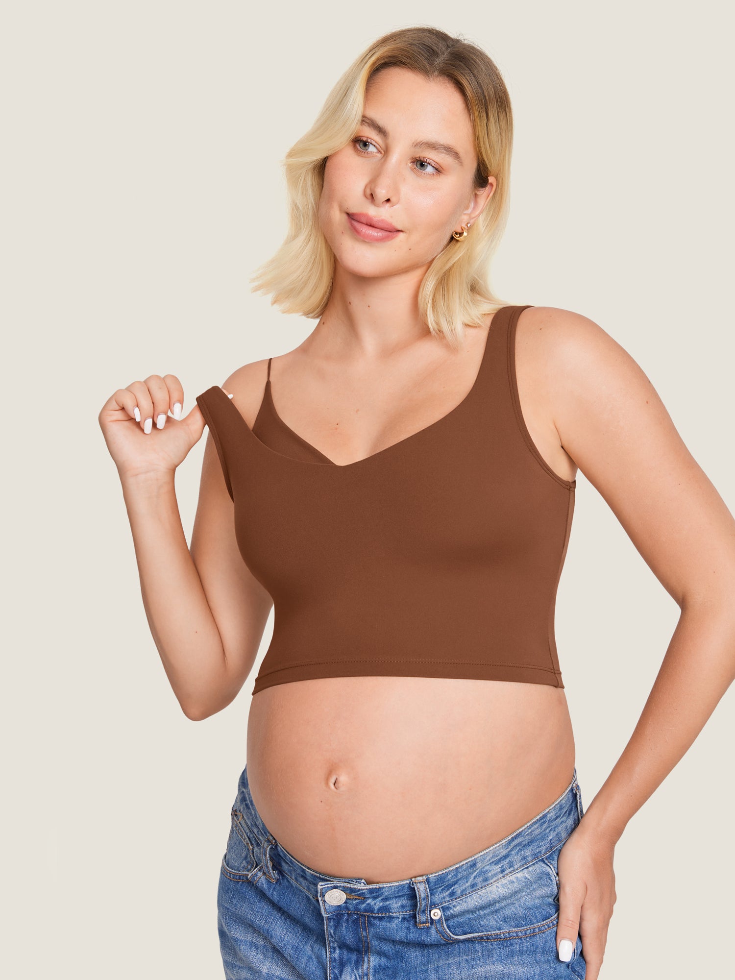 Natrelax™ Nursing Crop Tank Top Croissant Brown