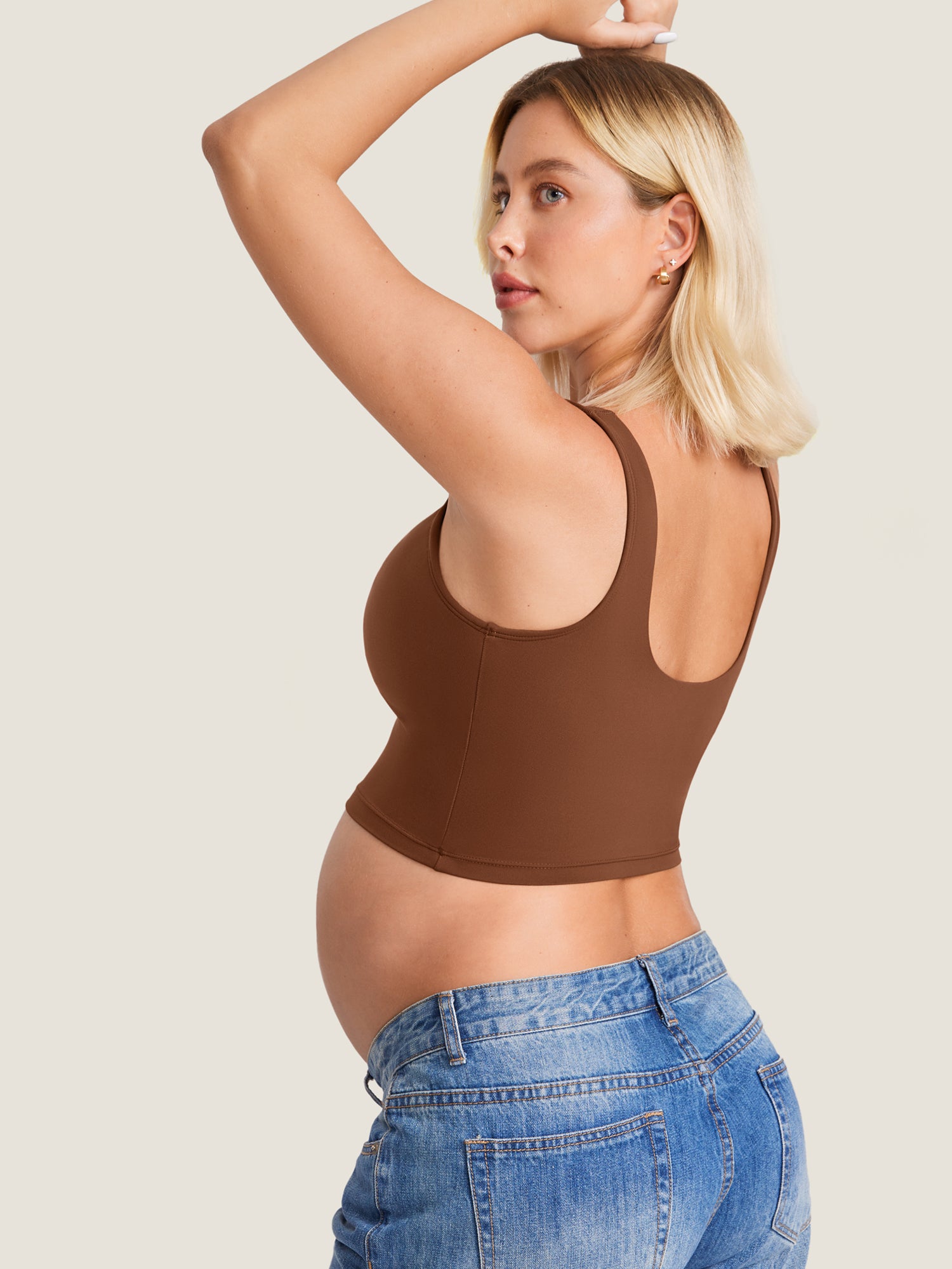 Natrelax™ Nursing Crop Tank Top Croissant Brown