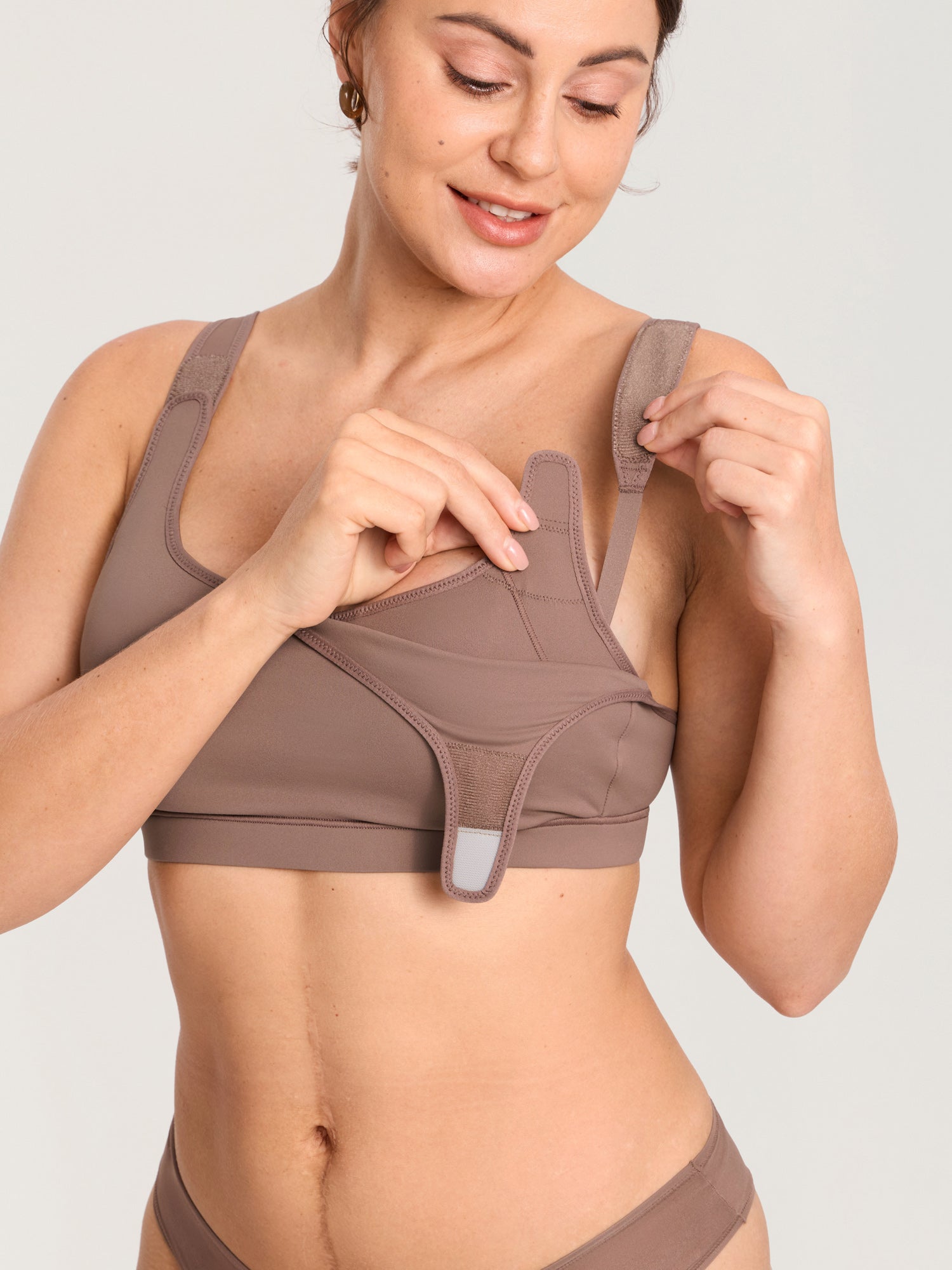 Natrelax® Velcro All-in-One Nursing & Pumping Bra Brown Purple