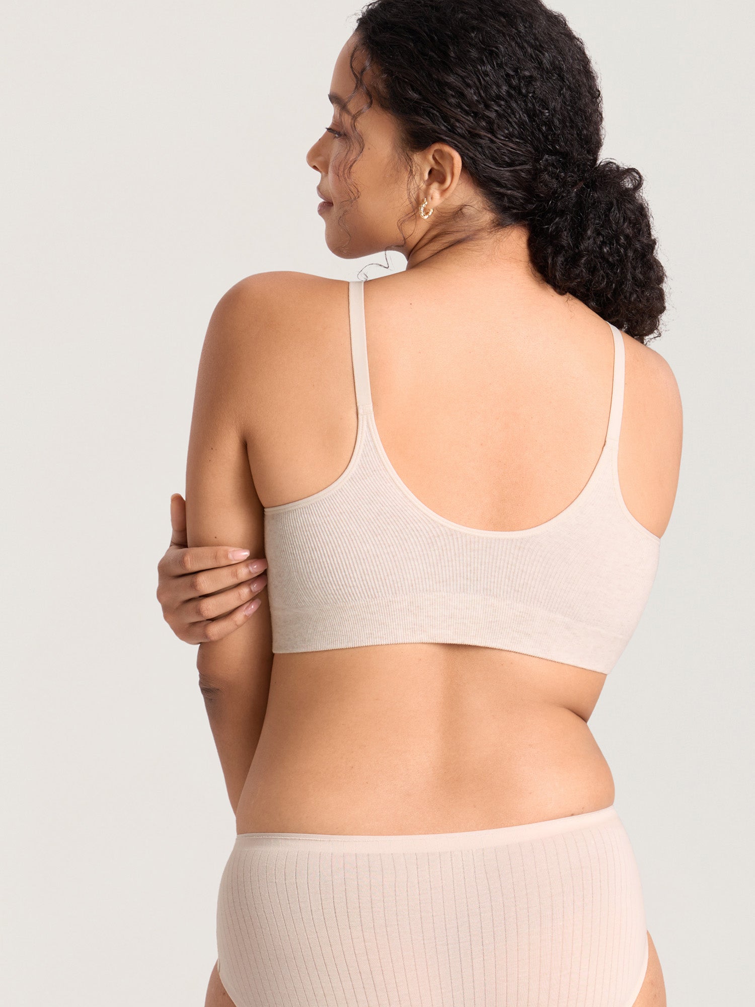 Ribbed Cotton Nursing Bralette Warm Sand Heather