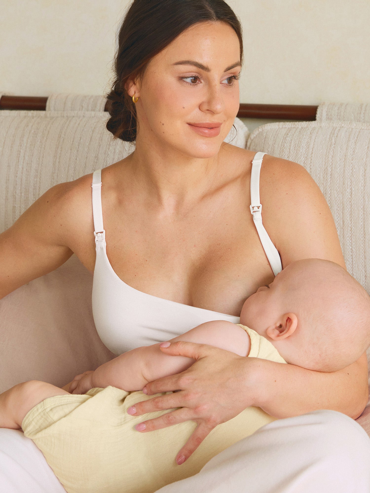 Cotton Scoop Neck Nursing Bralette Iceland White