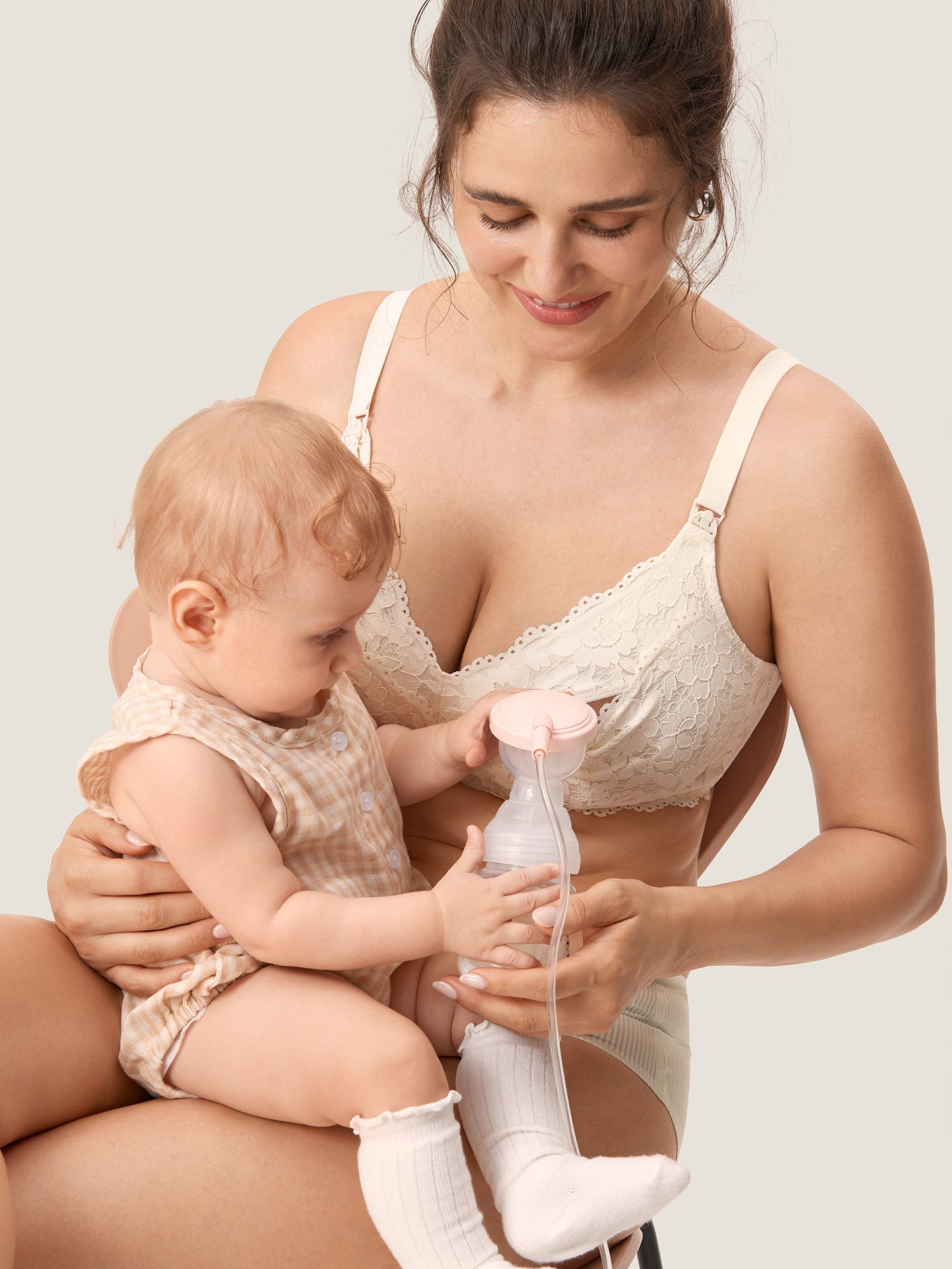 Cotton Lining Hands Free Pumping Bra Ivory