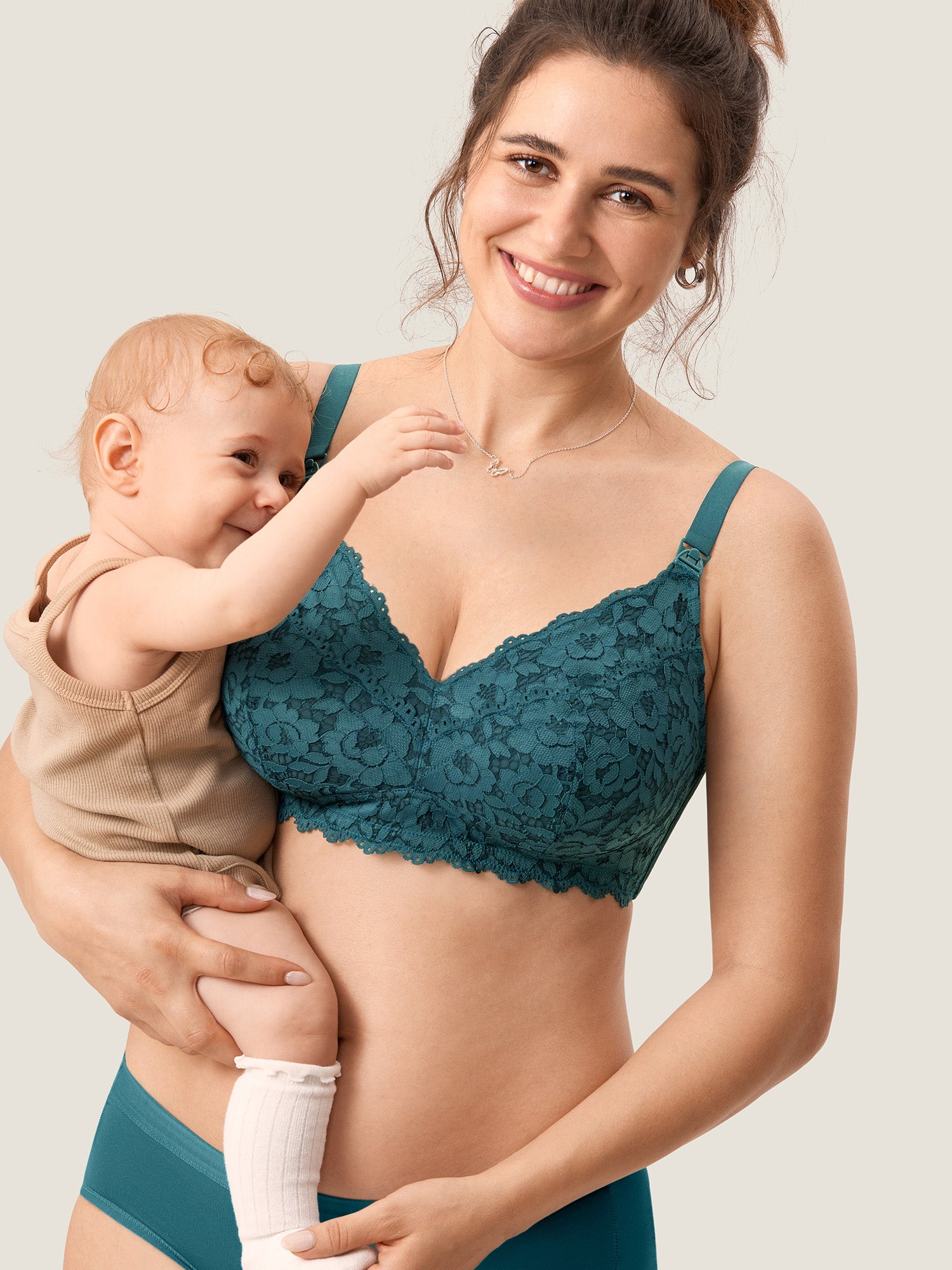 Cotton Lining Hands Free Pumping Bra Spruce Green