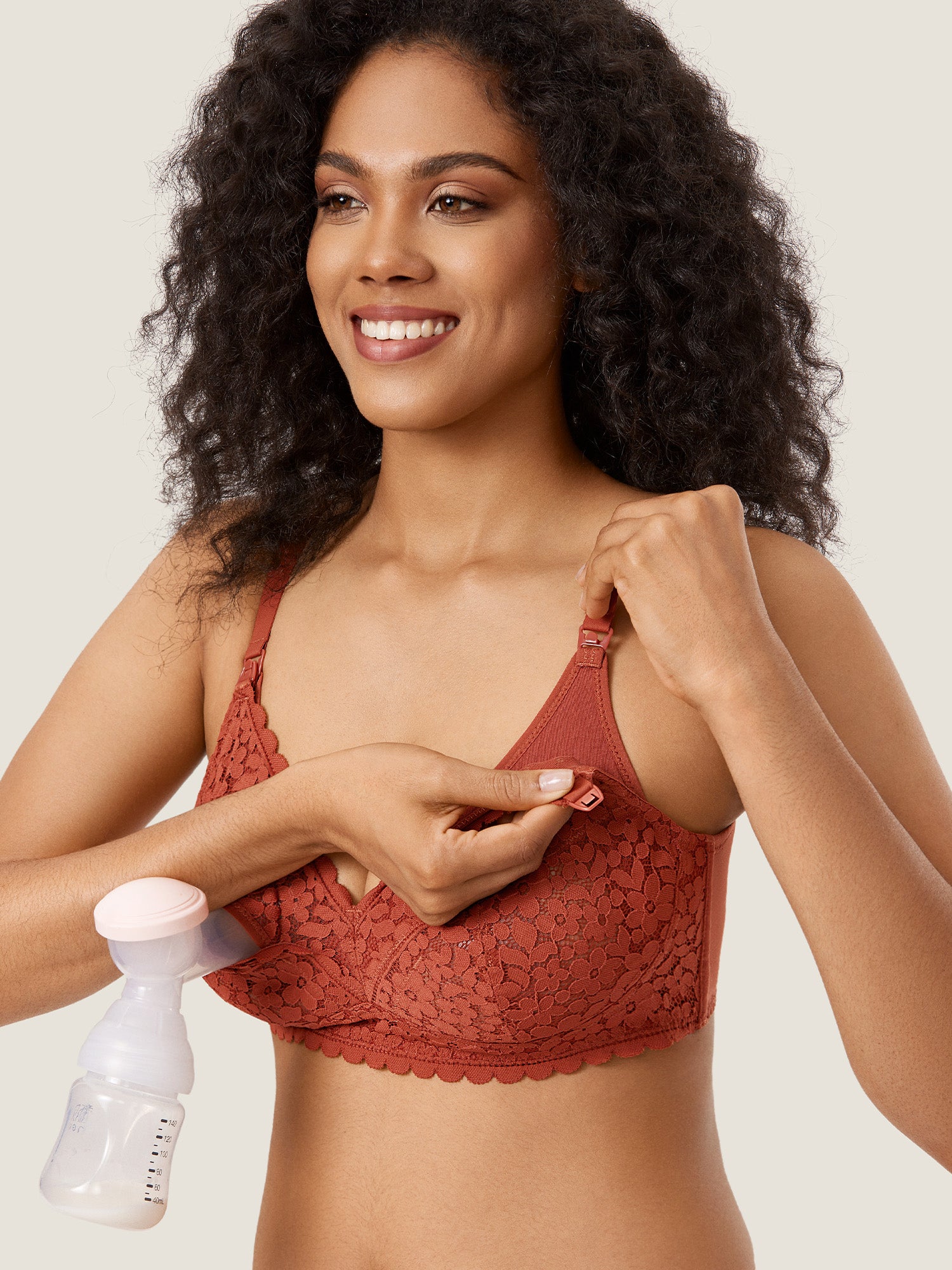 Lace Hands Free Pumping Bra Pumpkin