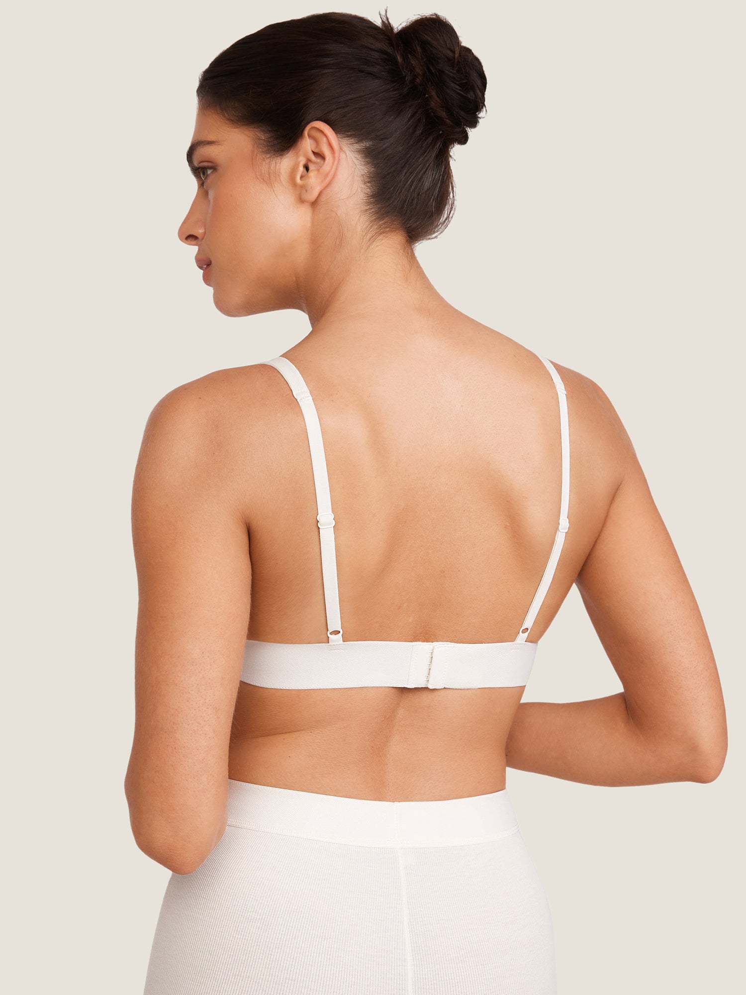 Cotton Ribbed Plunge Bralette Iceland White